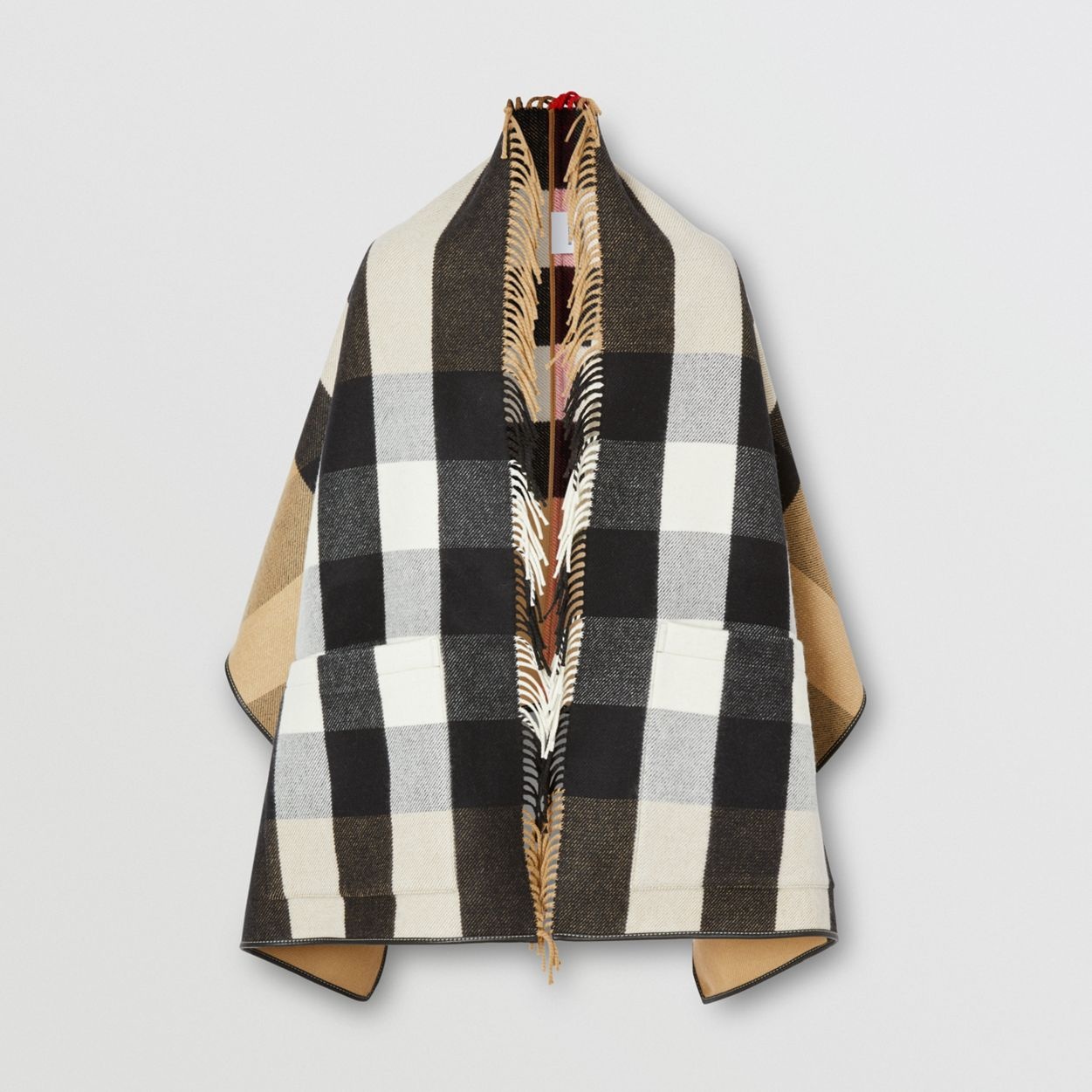 Check Wool Cashmere Jacquard Cape - 1
