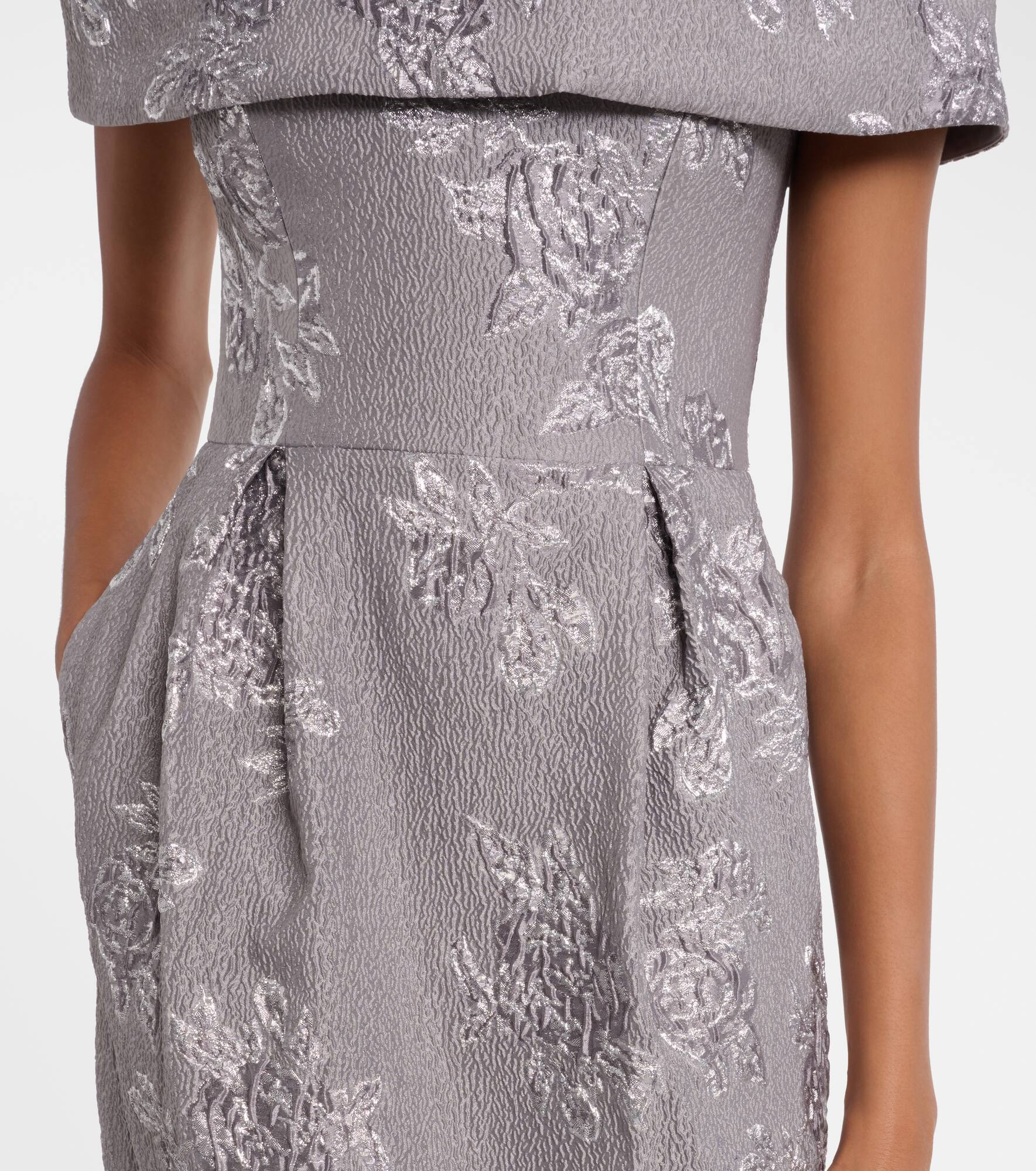 Ruth off-shoulder brocade bustier gown - 5