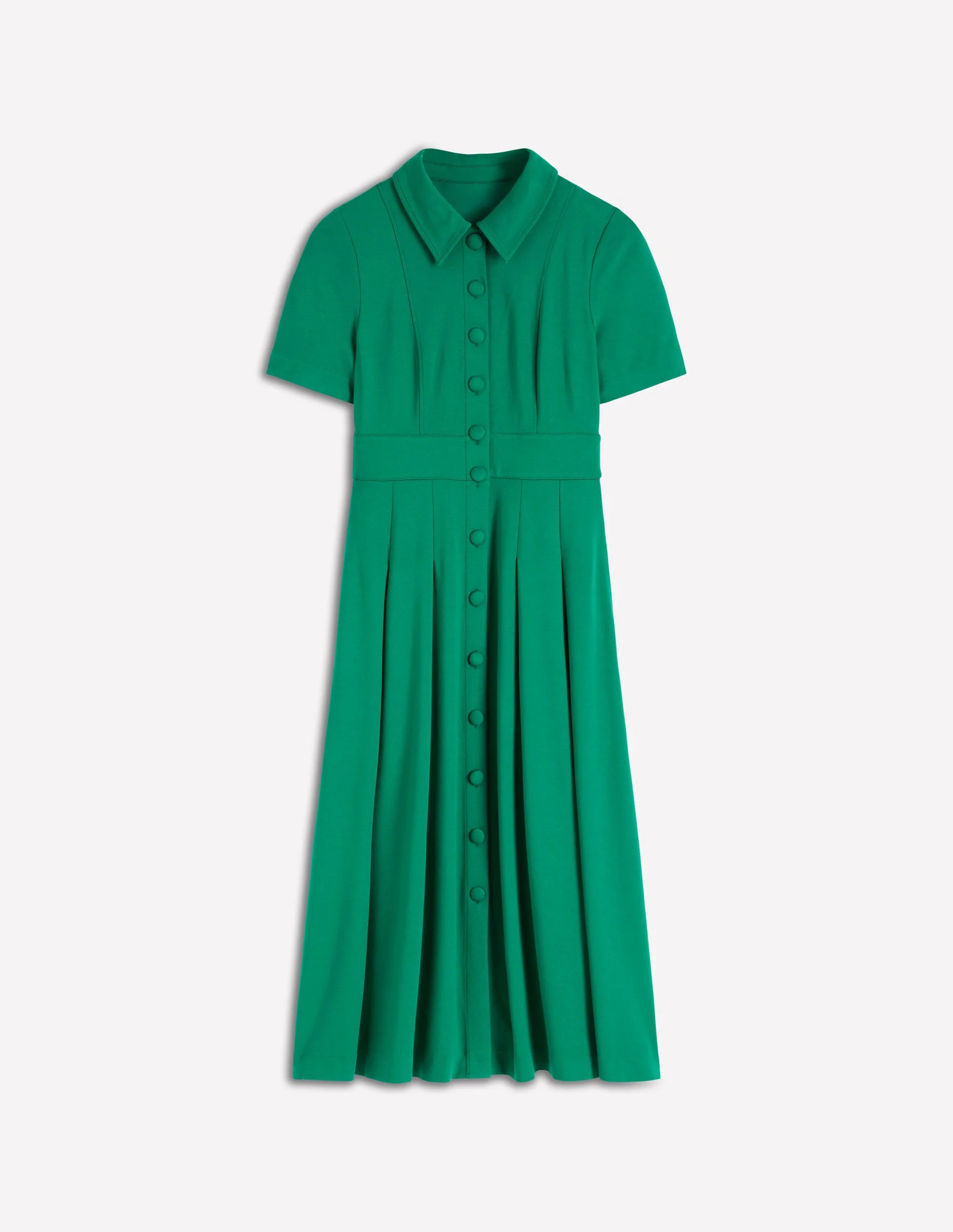 Bridget Ponte Shirt Dress-Jewel Green - 1