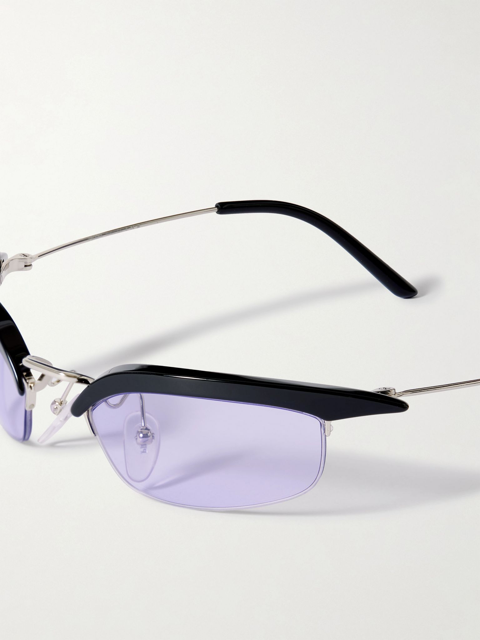 D-frame acetate and silver-tone sunglasses Black - 4