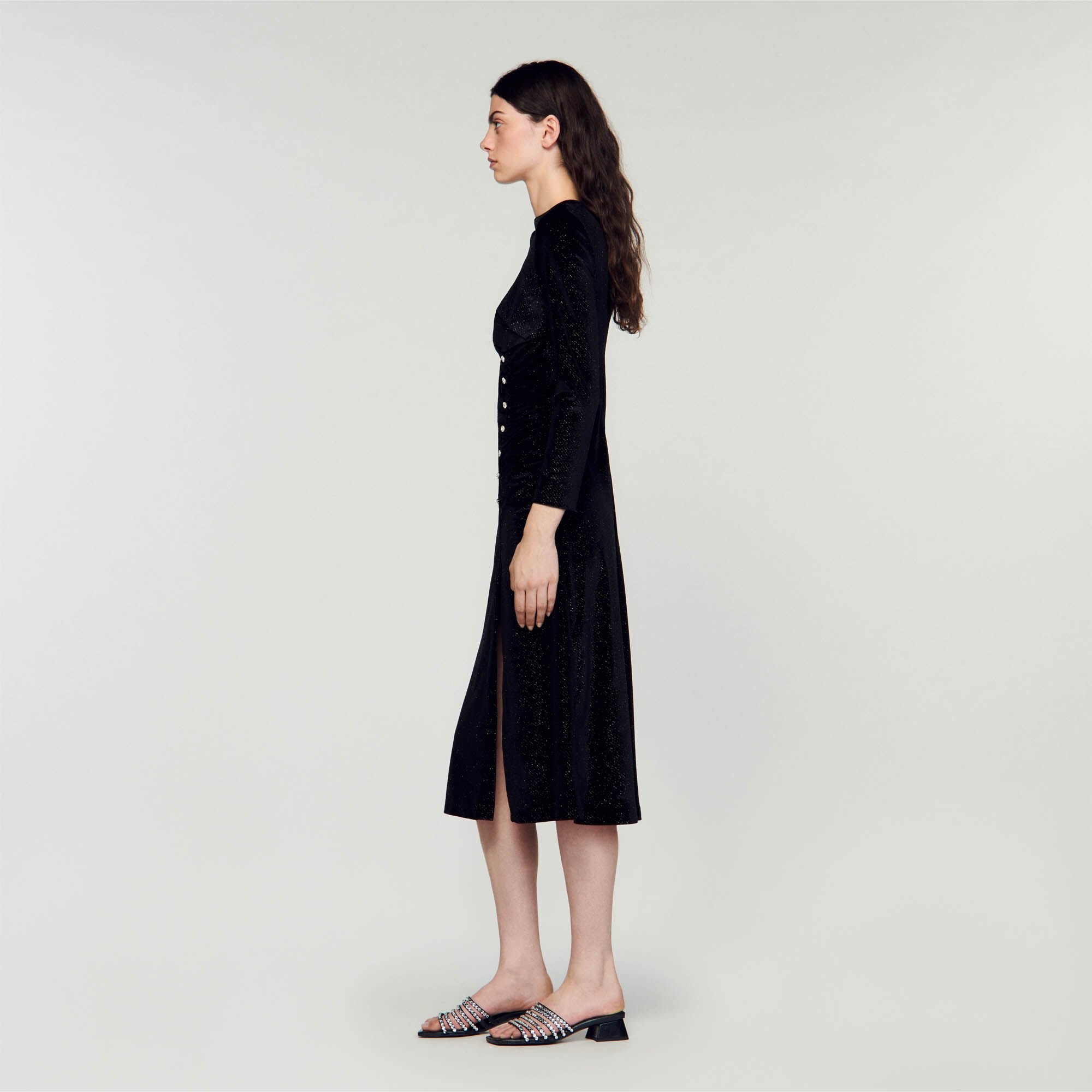 RHINESTONE VELVET DRESS - 7
