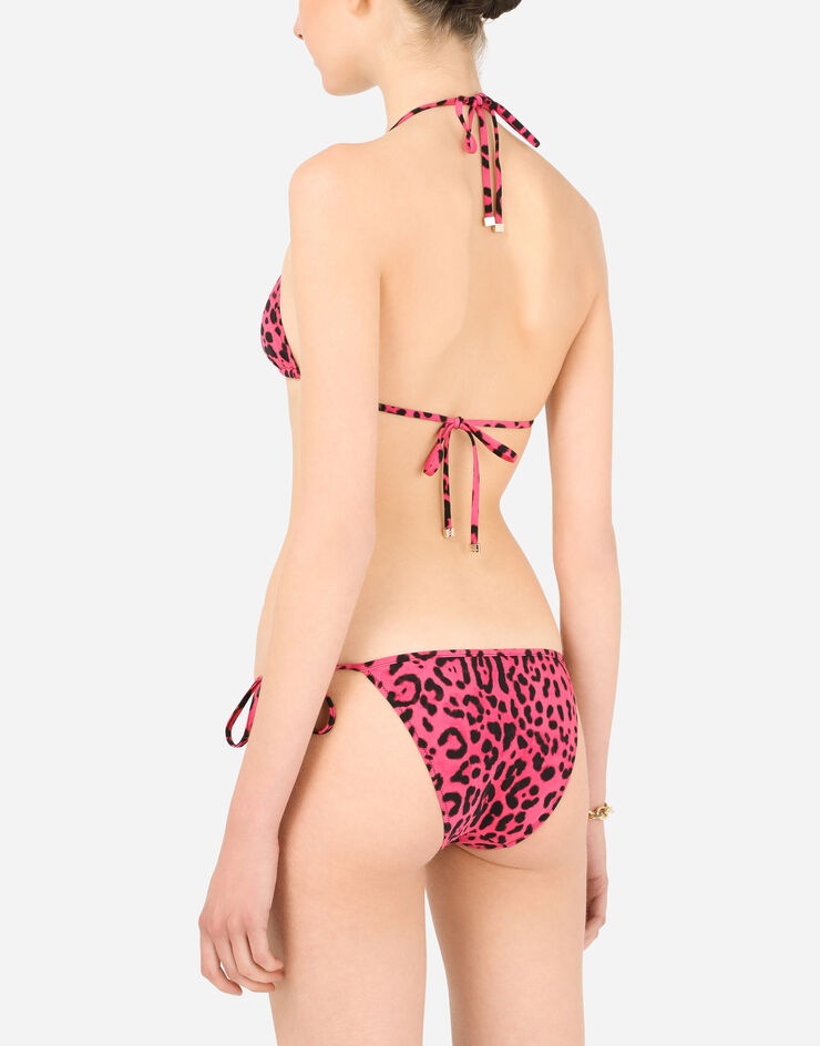 Triangle bikini top with neon leopard print - 5