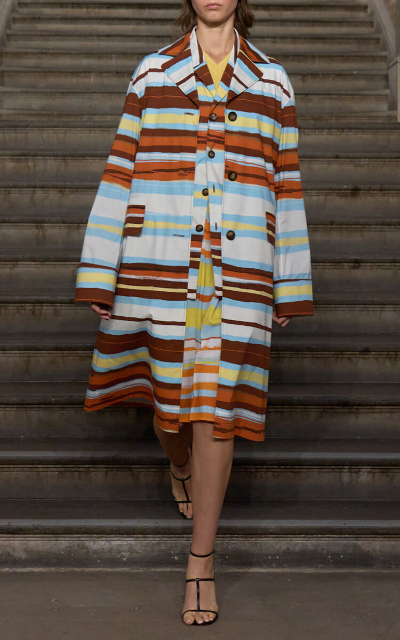 EMILIA WICKSTEAD Amaia Cotton-Blend Trench Coat stripe outlook