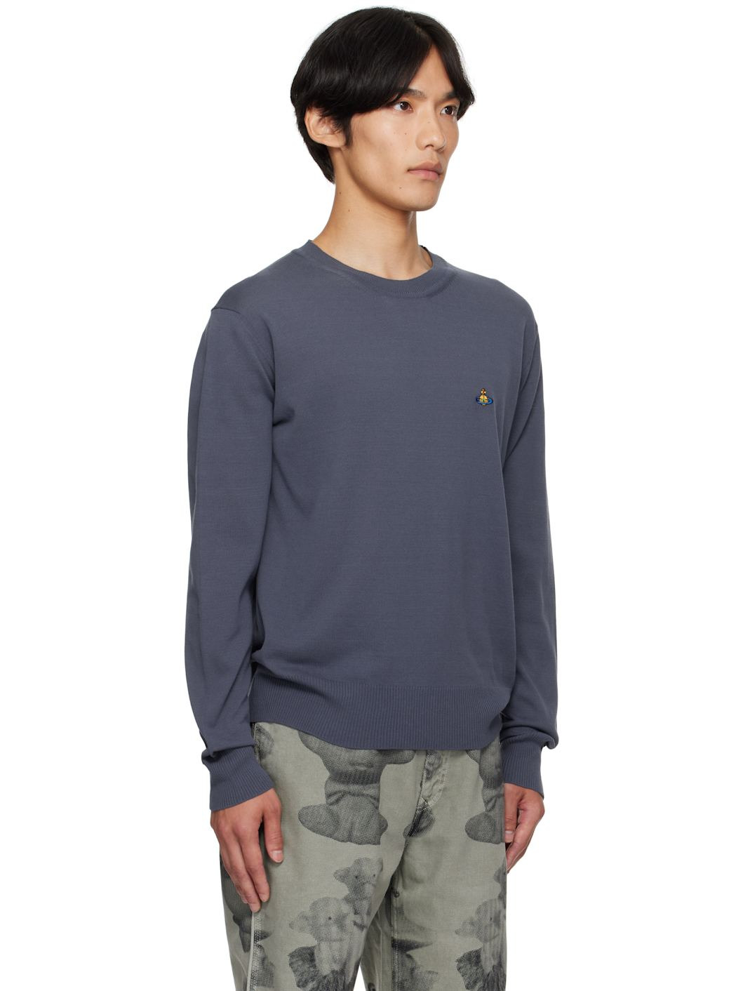 Blue Alex Round Neck Sweater - 2