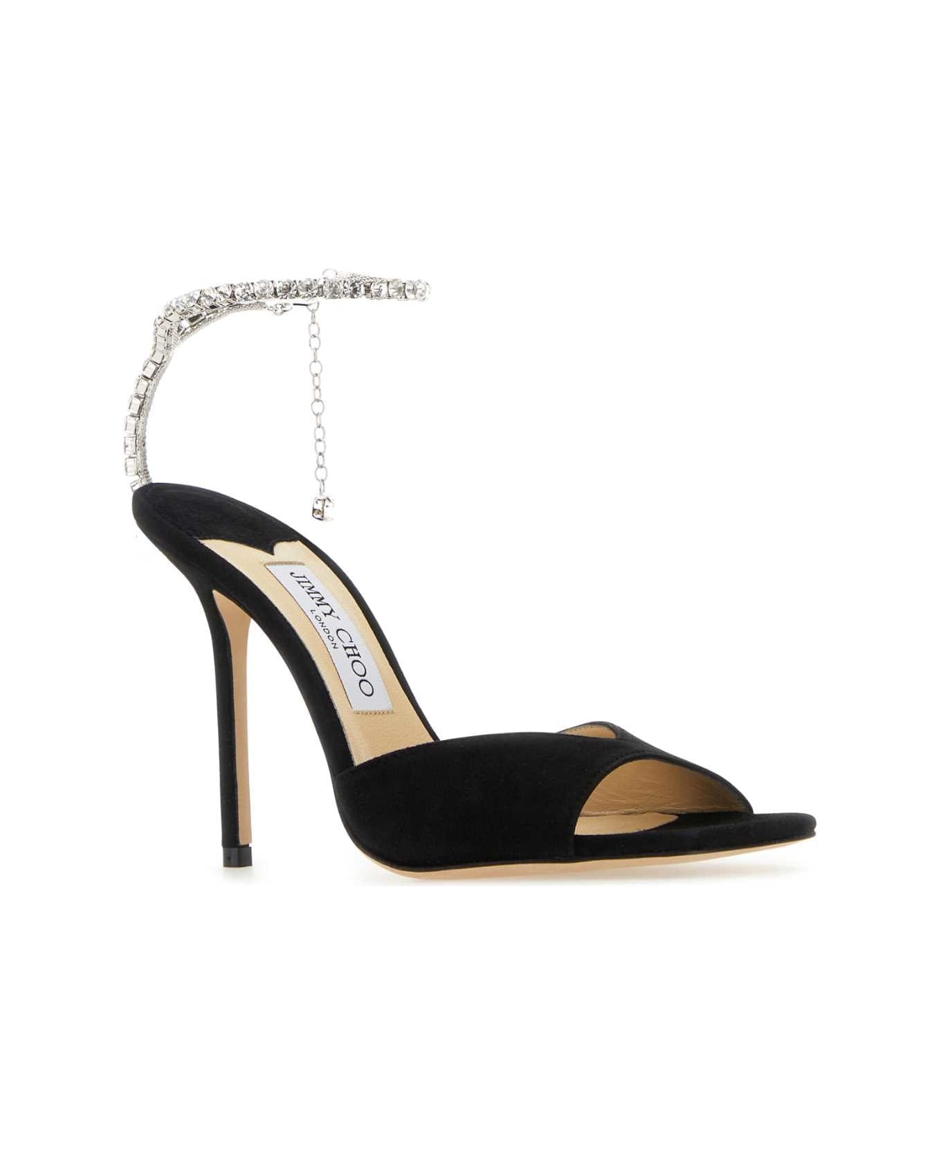 Black Suede Saeda 100 Sandals - 2