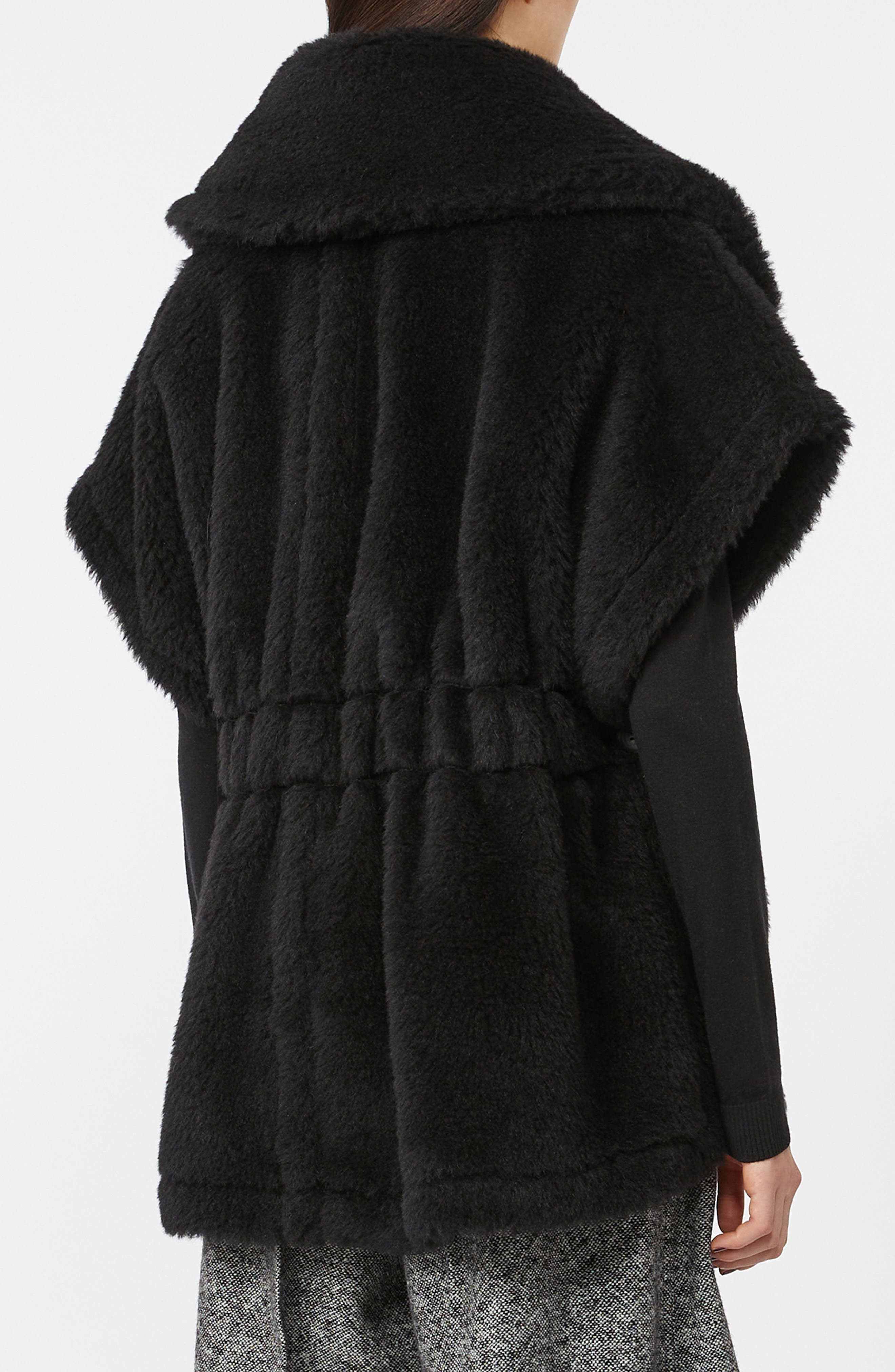 Max Mara Belted Teddy Bear Cape in Black at Nordstrom - 2