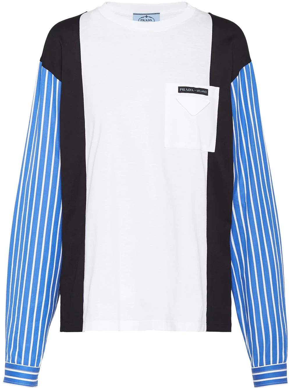 striped sleeved poplin T-shirt - 1