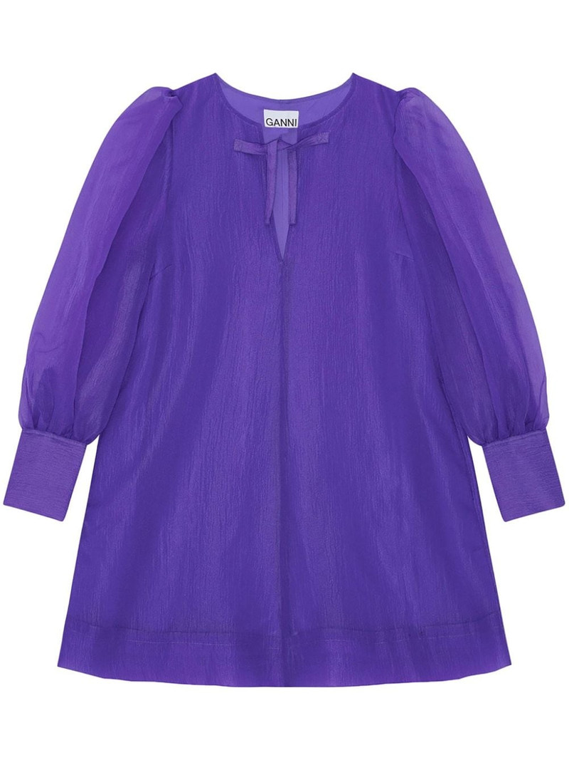 puff-sleeve recycled-polyester minidress 1