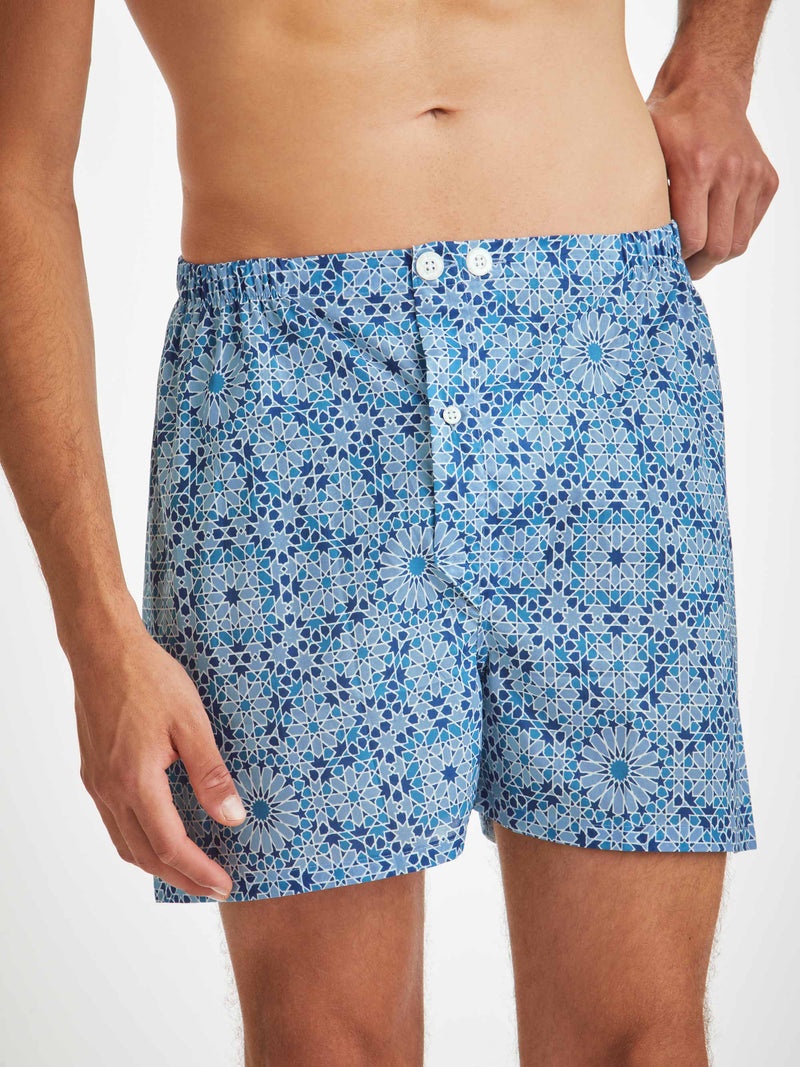 Men's Short Pyjamas Ledbury 69 Cotton Batiste Blue - 5