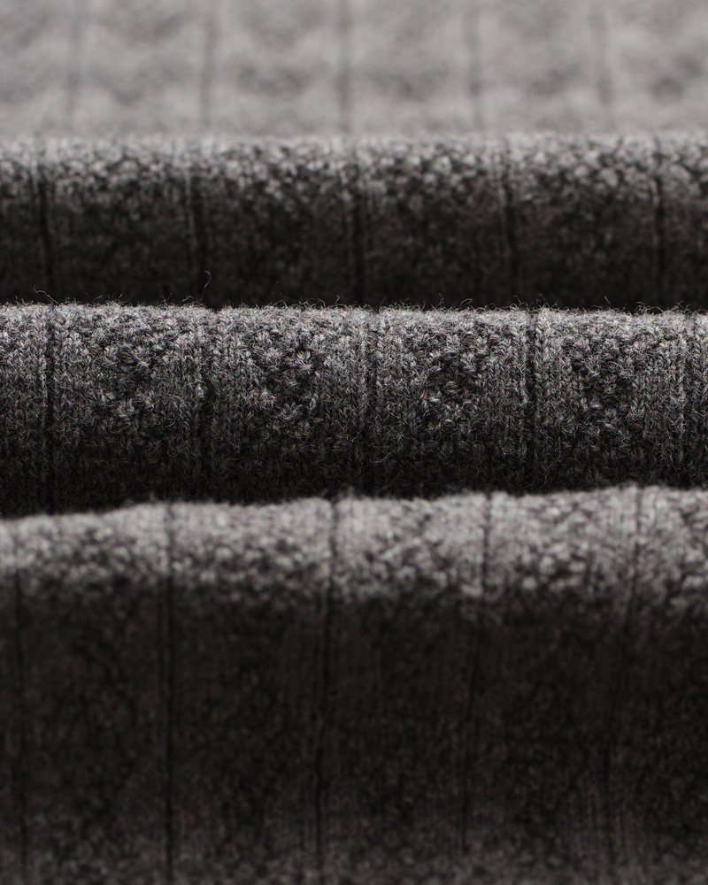 Naples - Grey Marl Diamond Stripe Knitted Polo 4