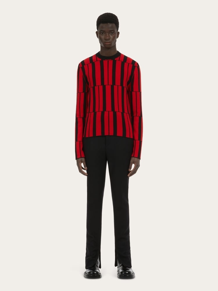 CREW NECK JACQUARD SWEATER - 5