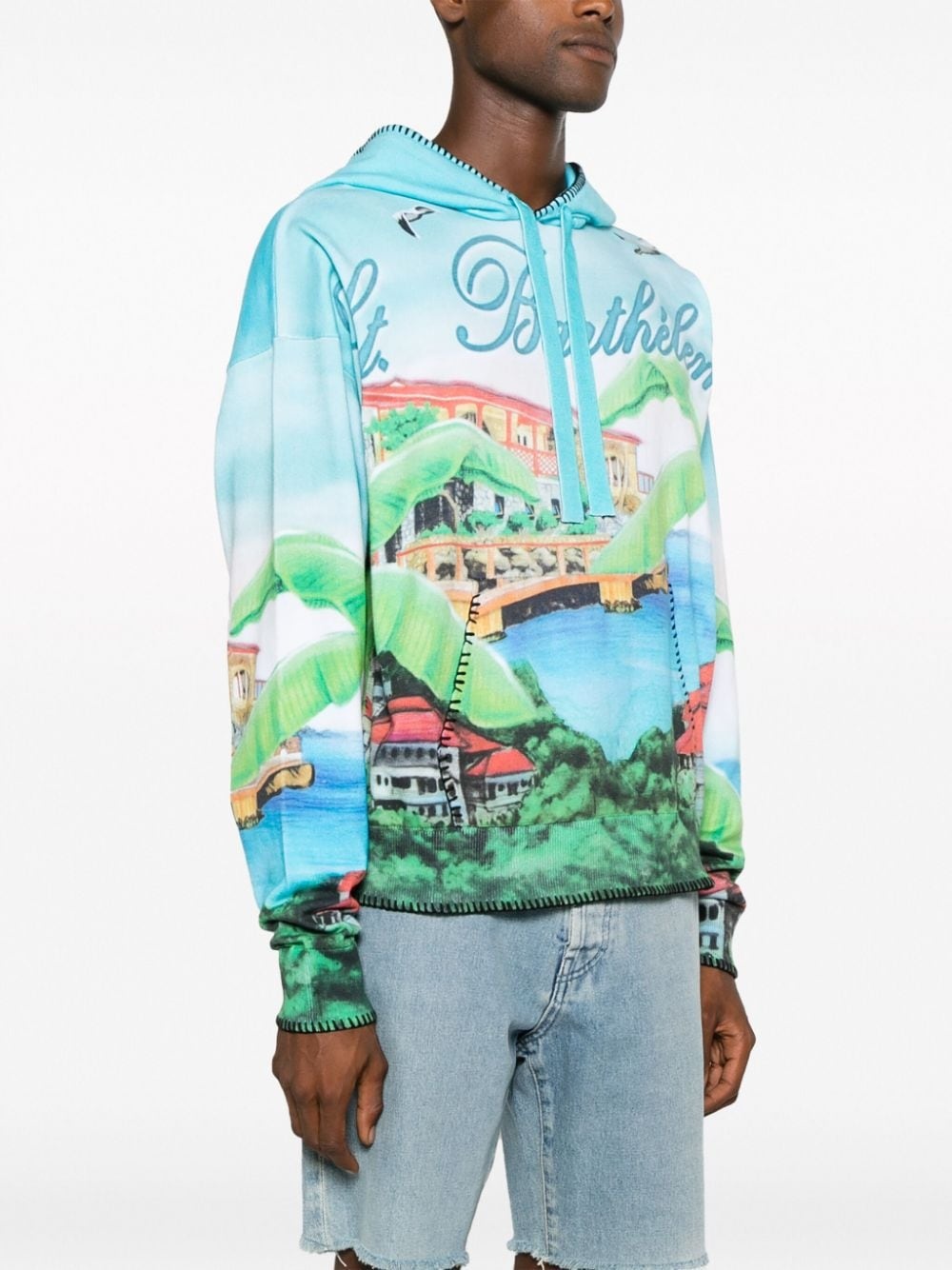 graphic-print cotton hoodie - 3