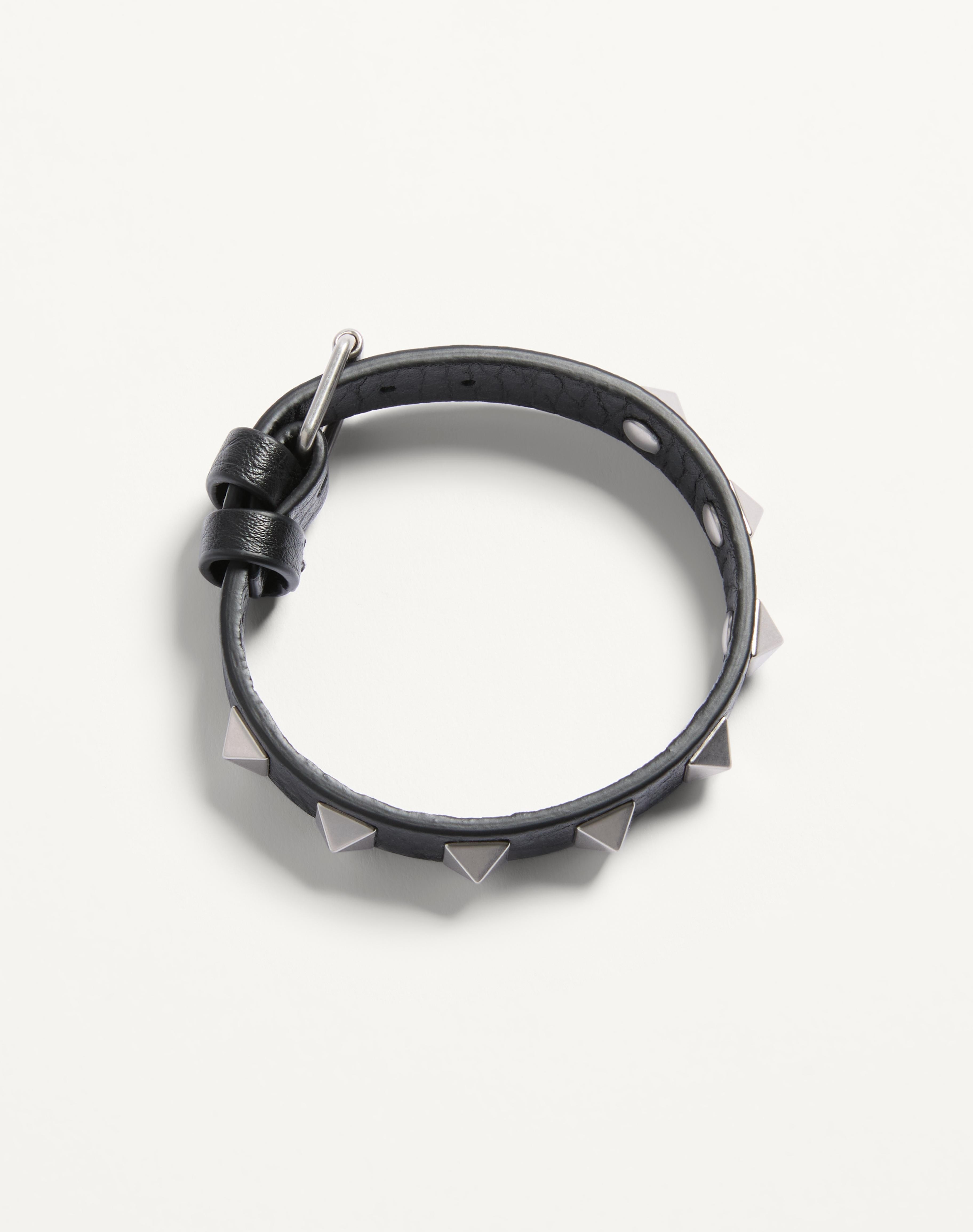 ROCKSTUD LEATHER BRACELET WITH RUTHENIUM STUDS - 2