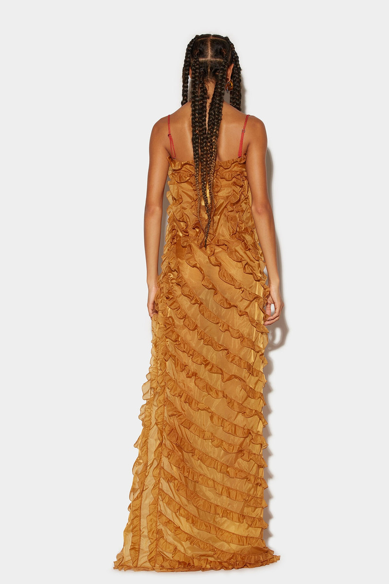 DSQUARED2 RUFFLED CUT-OUT GOWN DRESS outlook