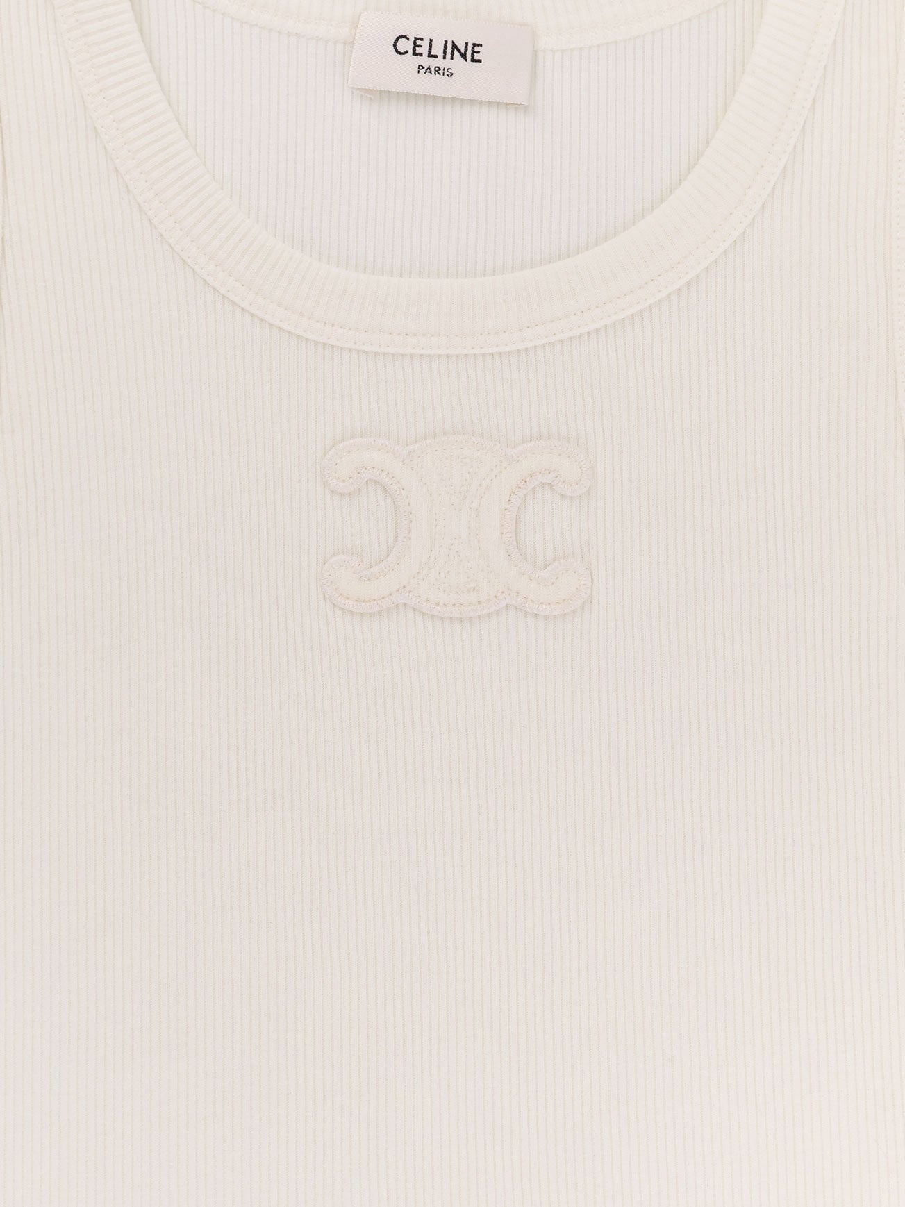 セリーヌ トップス triomphe tank top in striped jersey - OFF WHITE / NAVY | CELINE