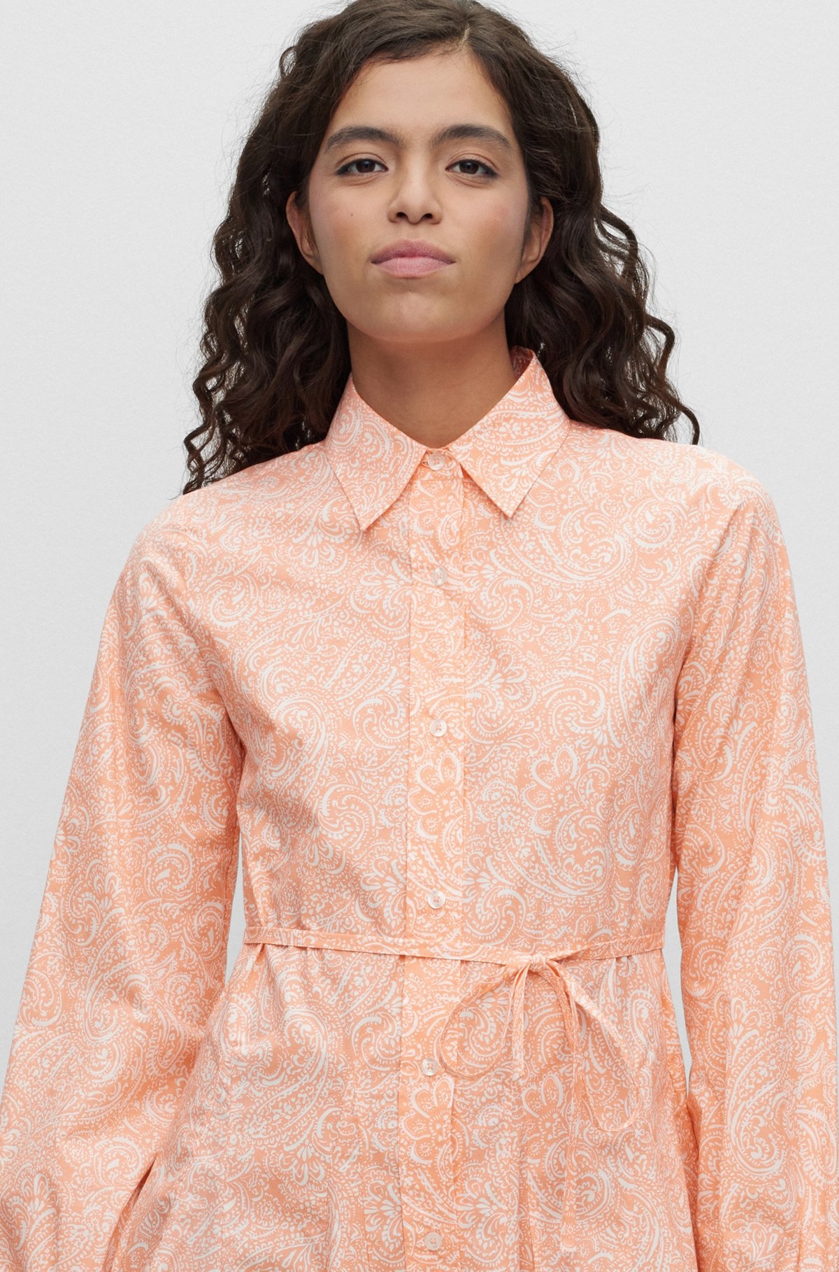 LONG-SLEEVED SHIRT DRESS IN PAISLEY-PRINT COTTON - 5