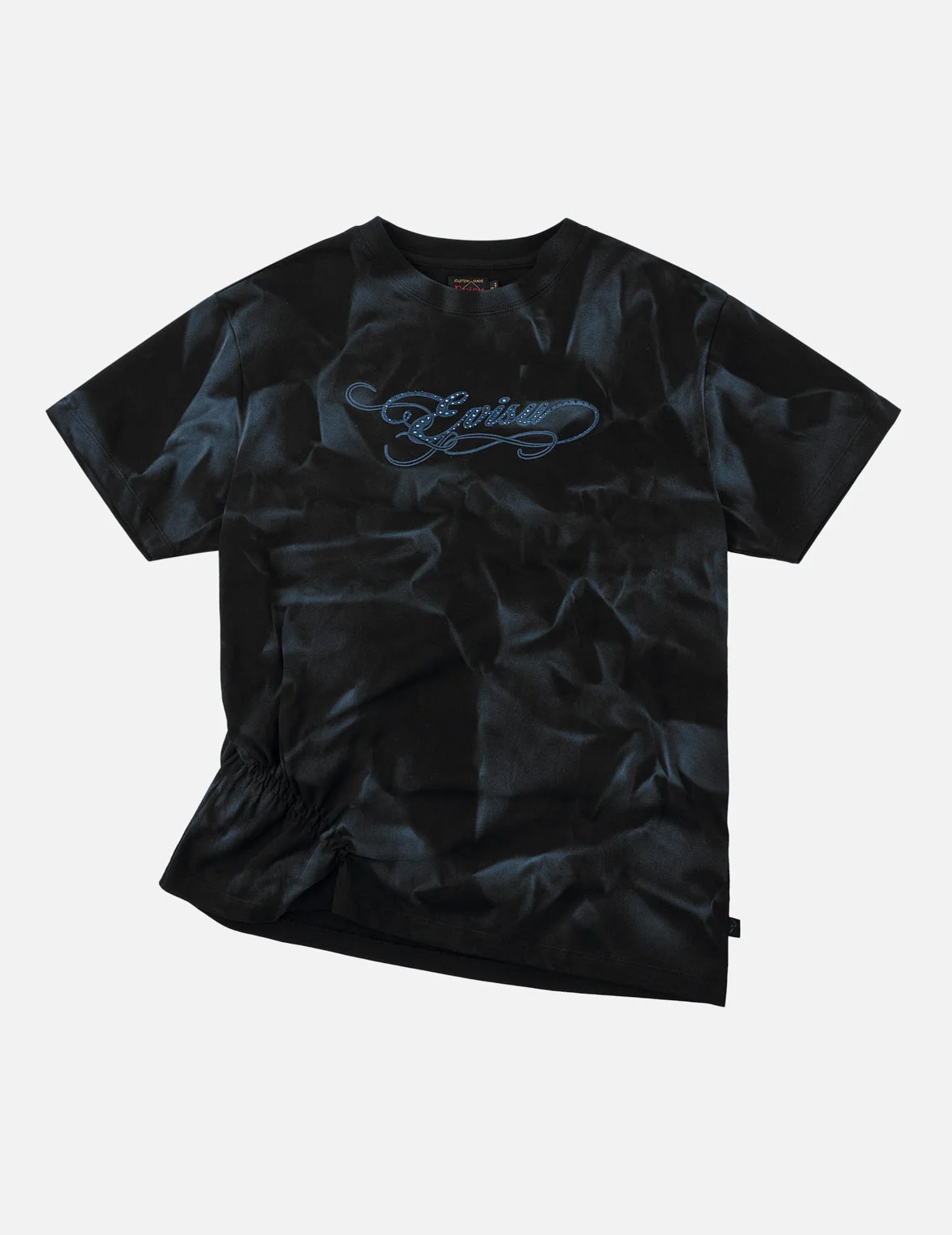 Rhinestone EVISU Logo Shirred T-Shirt - 1