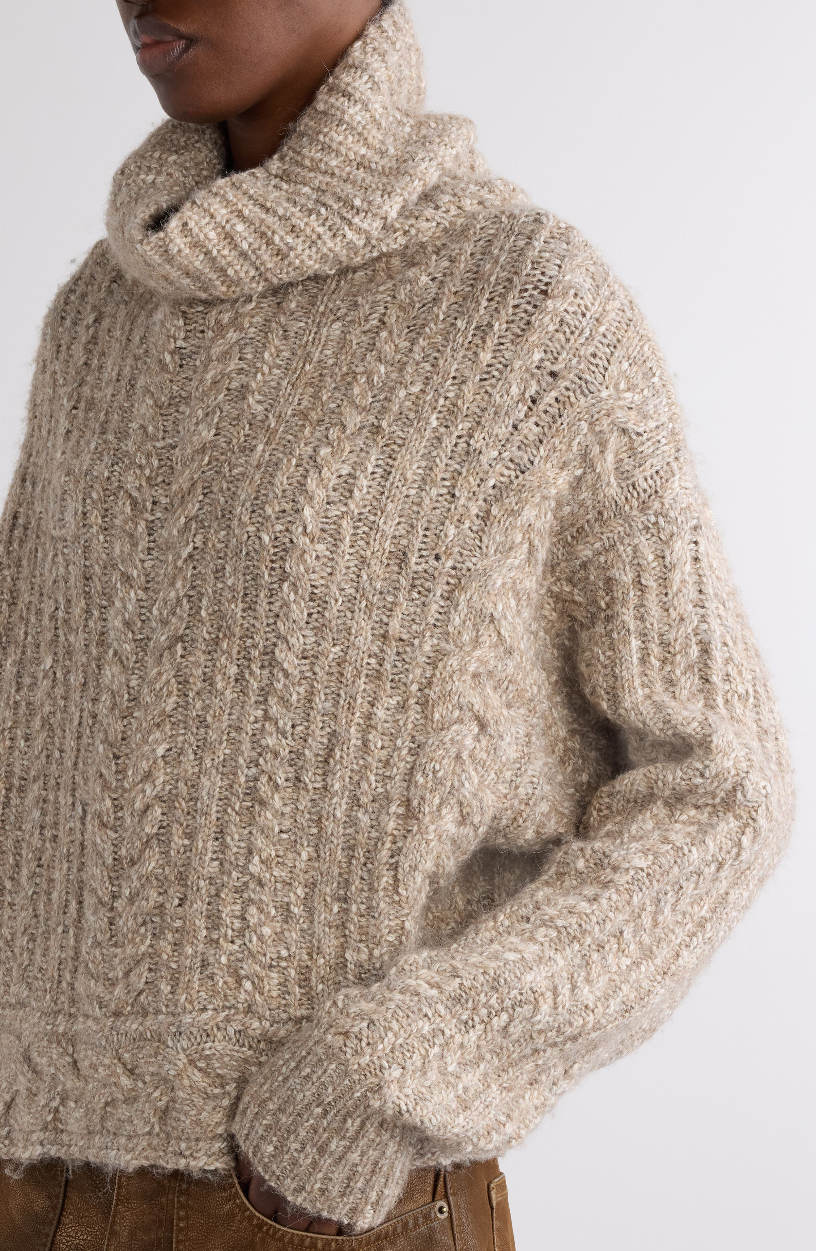 Isabel Marant Étoile Brenda Cotton Blend Cowl Neck Sweater in Taupe at Nordstrom - 5
