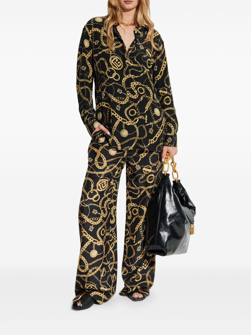 Balmain chain-print button-up shirt outlook