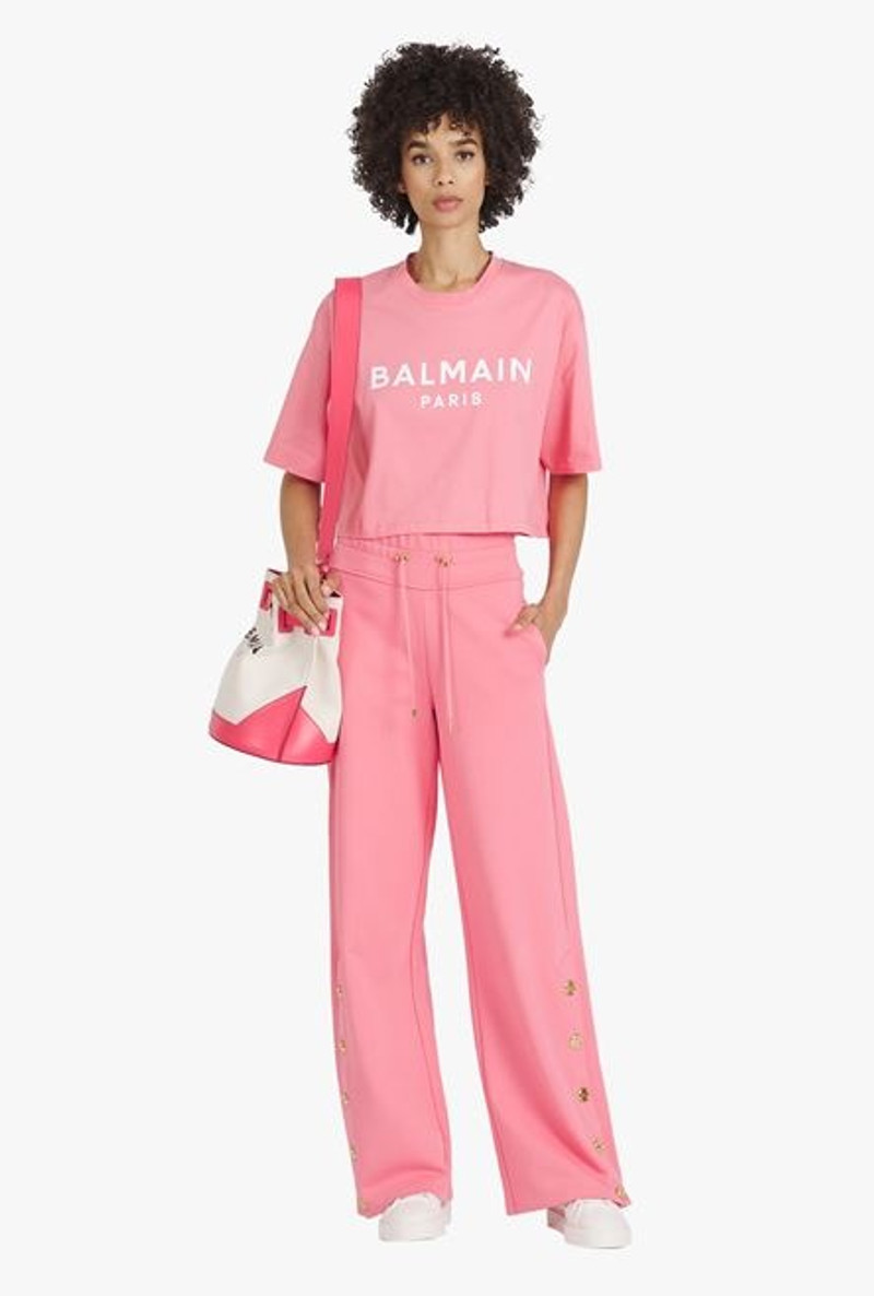 Balmain Salmon pink eco-designed cotton sweatpants outlook