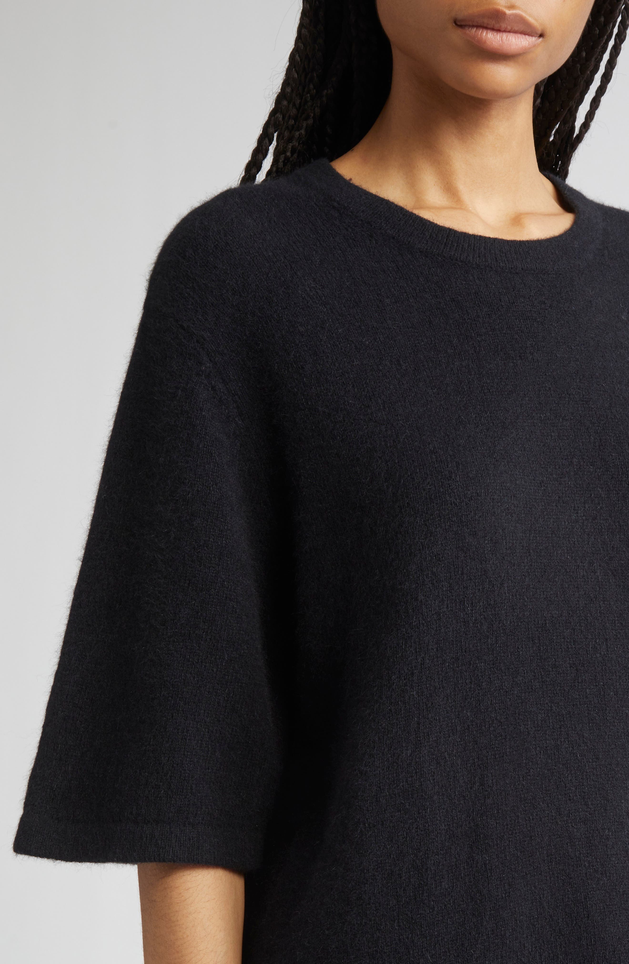LOULOU DE SAISON Raven Mercerized Wool & Yak Hair Blend Sweater in Black at Nordstrom - 4