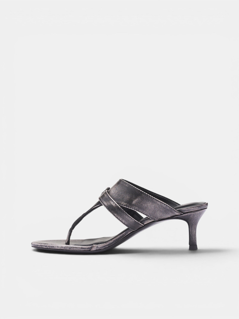 DIDU Black Leather Buckled Heeled Sandals outlook