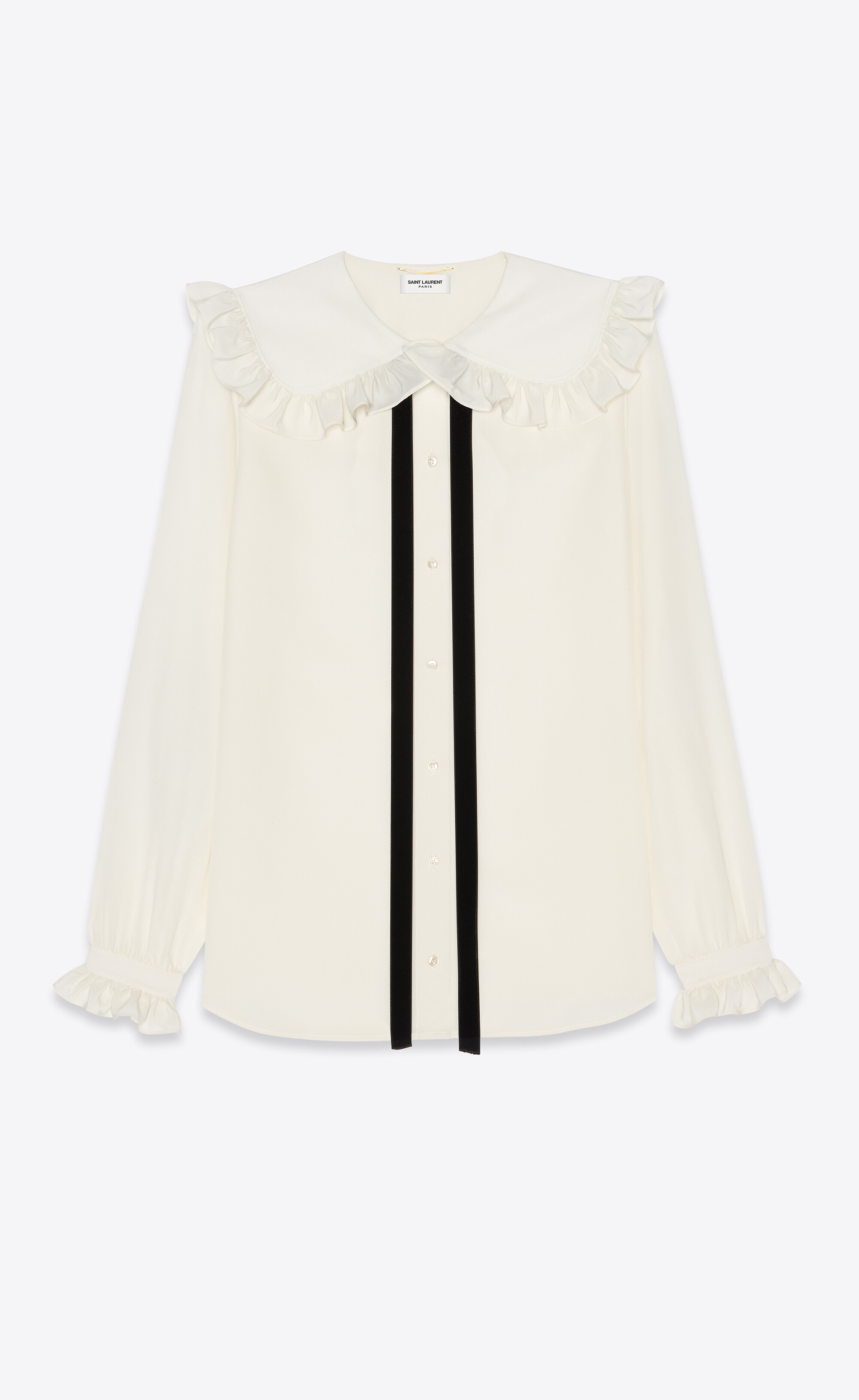 frilled blouse in crepe de chine - 2