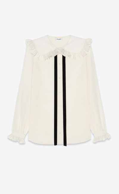 SAINT LAURENT frilled blouse in crepe de chine outlook