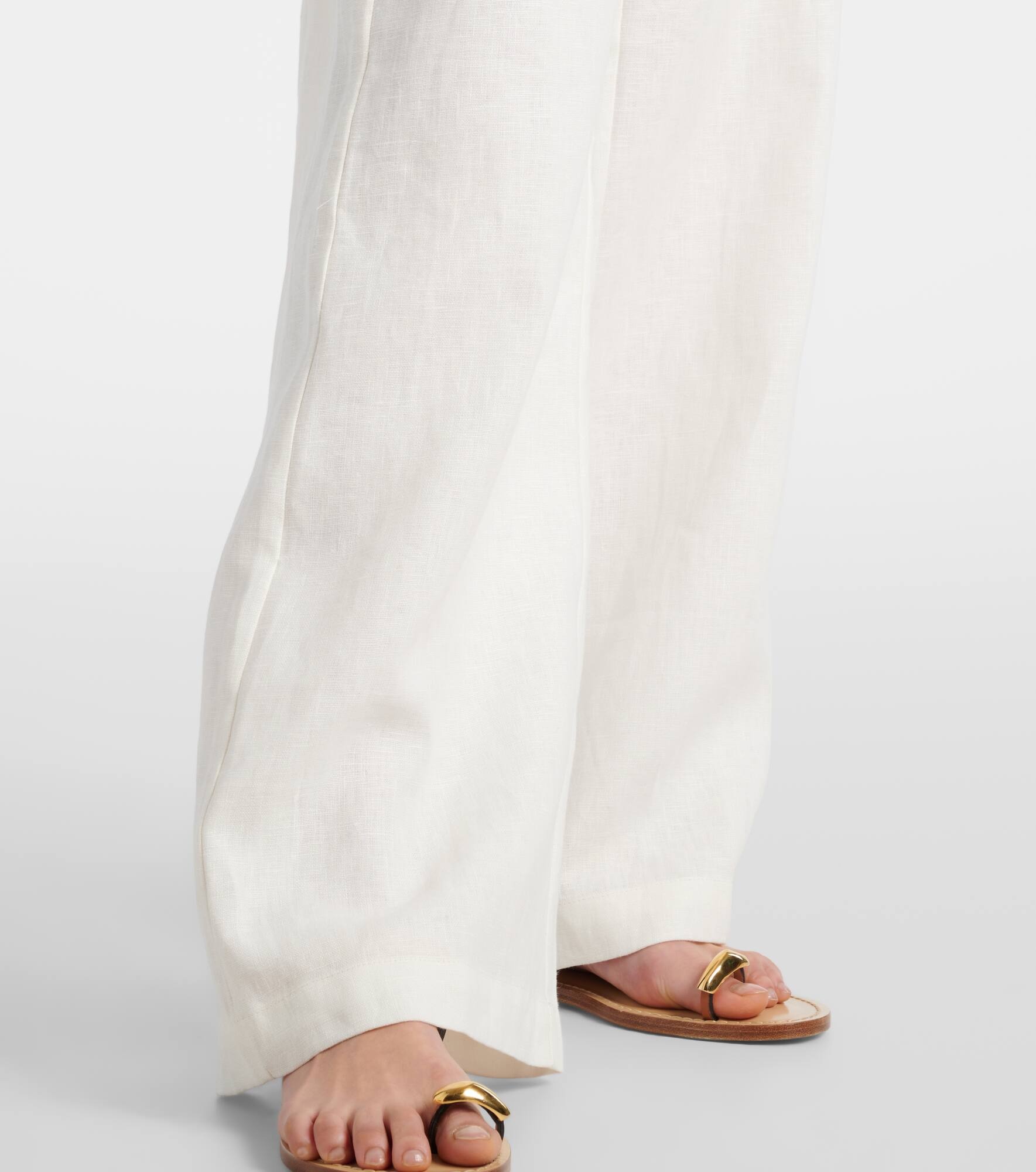 High-rise linen wide-leg pants - 5