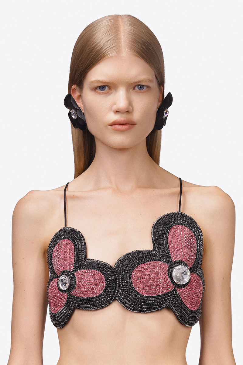 LEATHER FLOWER STUD EARRINGS 3