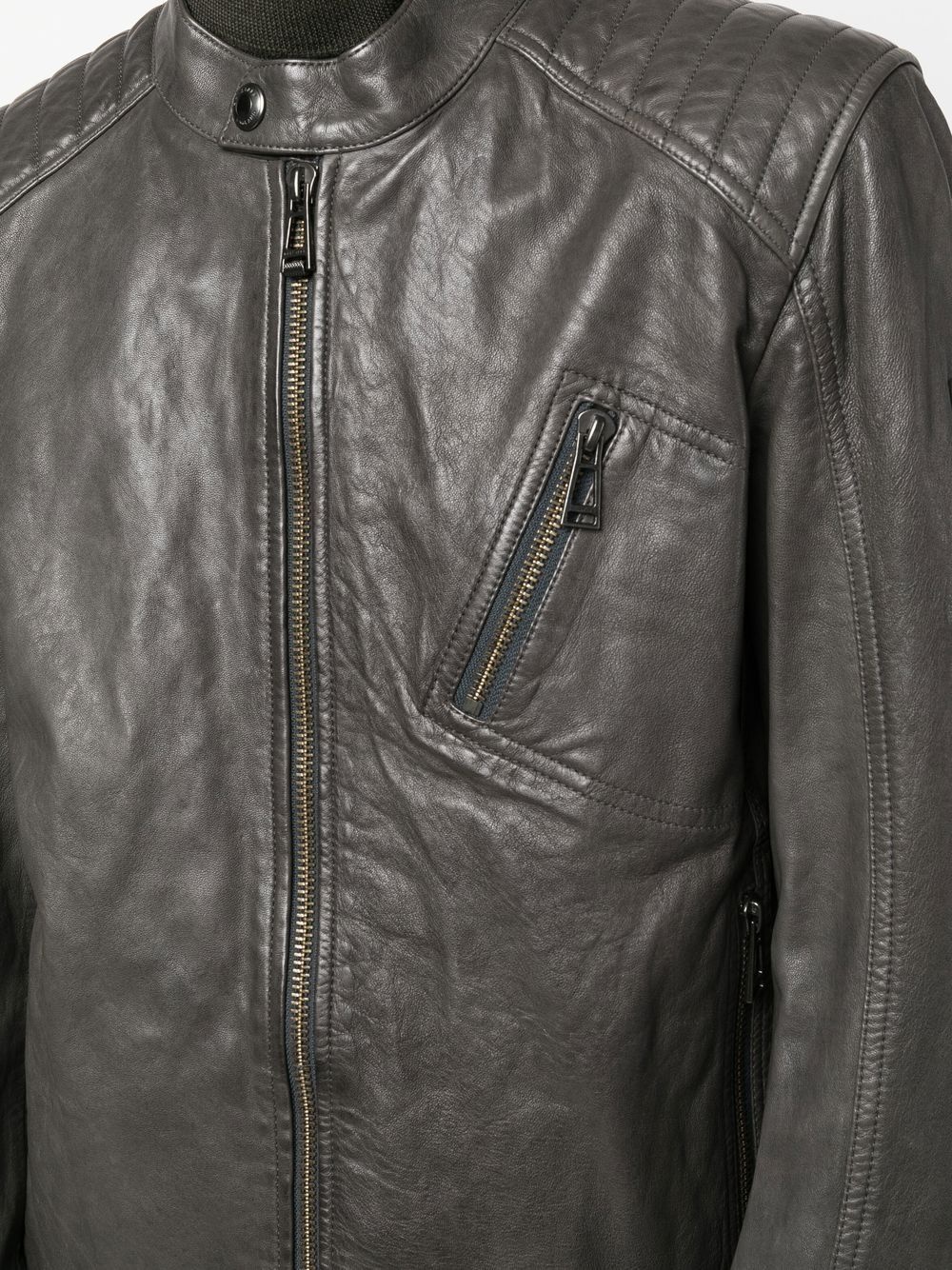 long-sleeve leather jacket - 5