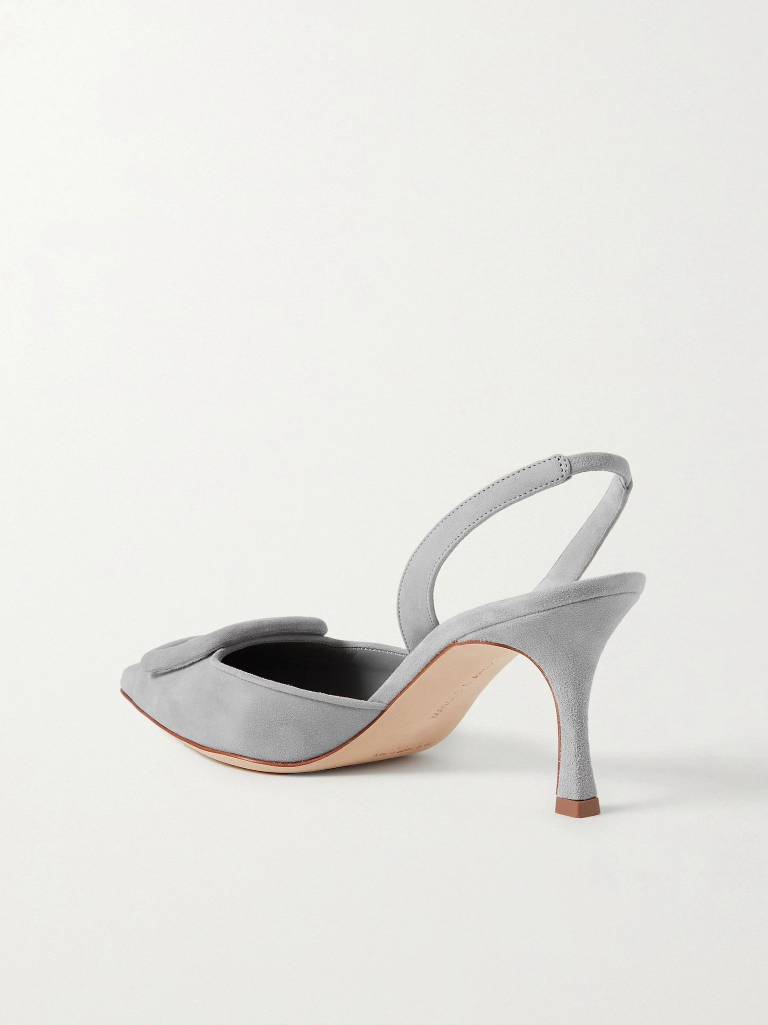 Maysli 70 buckled suede slingback pumps Light gray - 3
