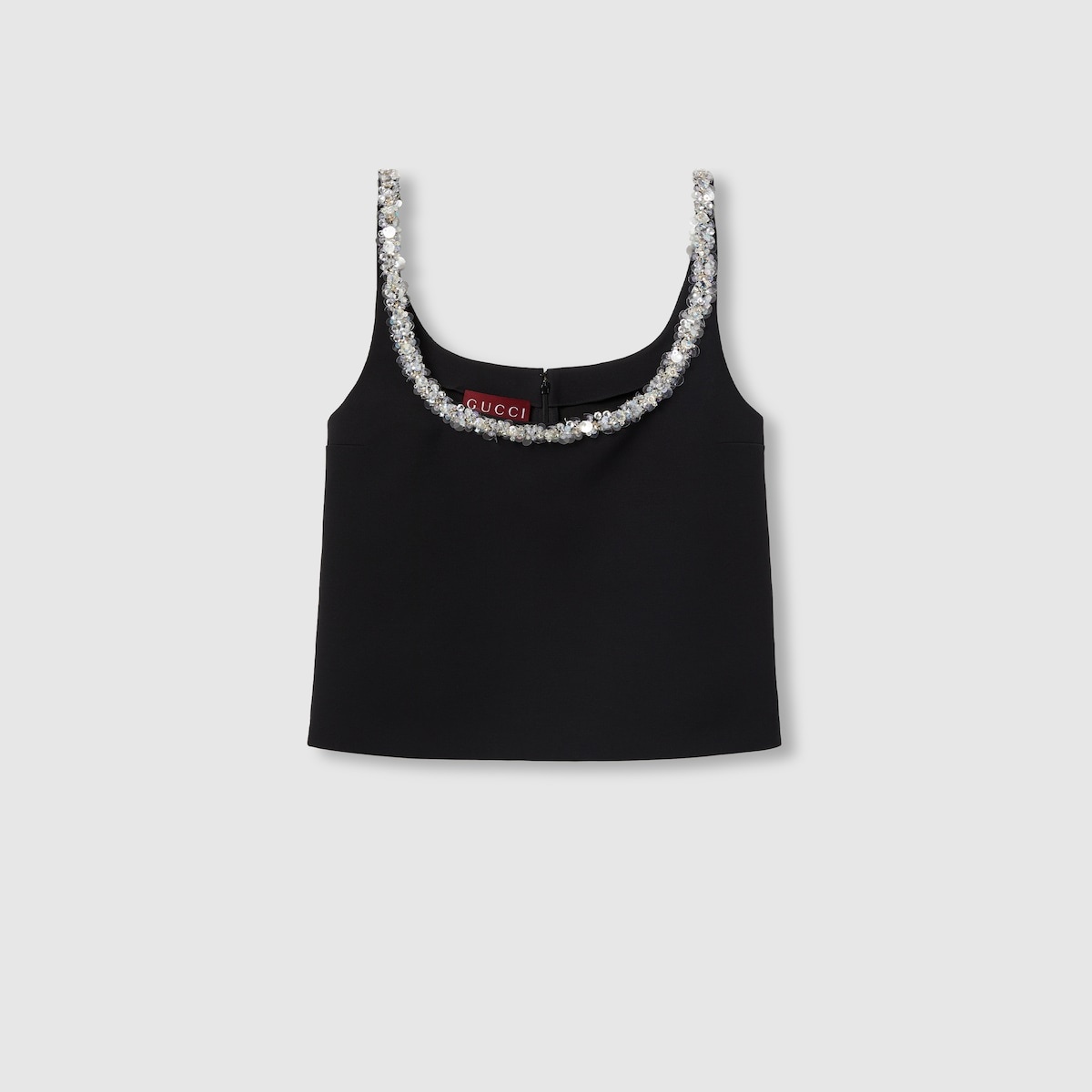 Embroidered wool silk crêpe top - 1