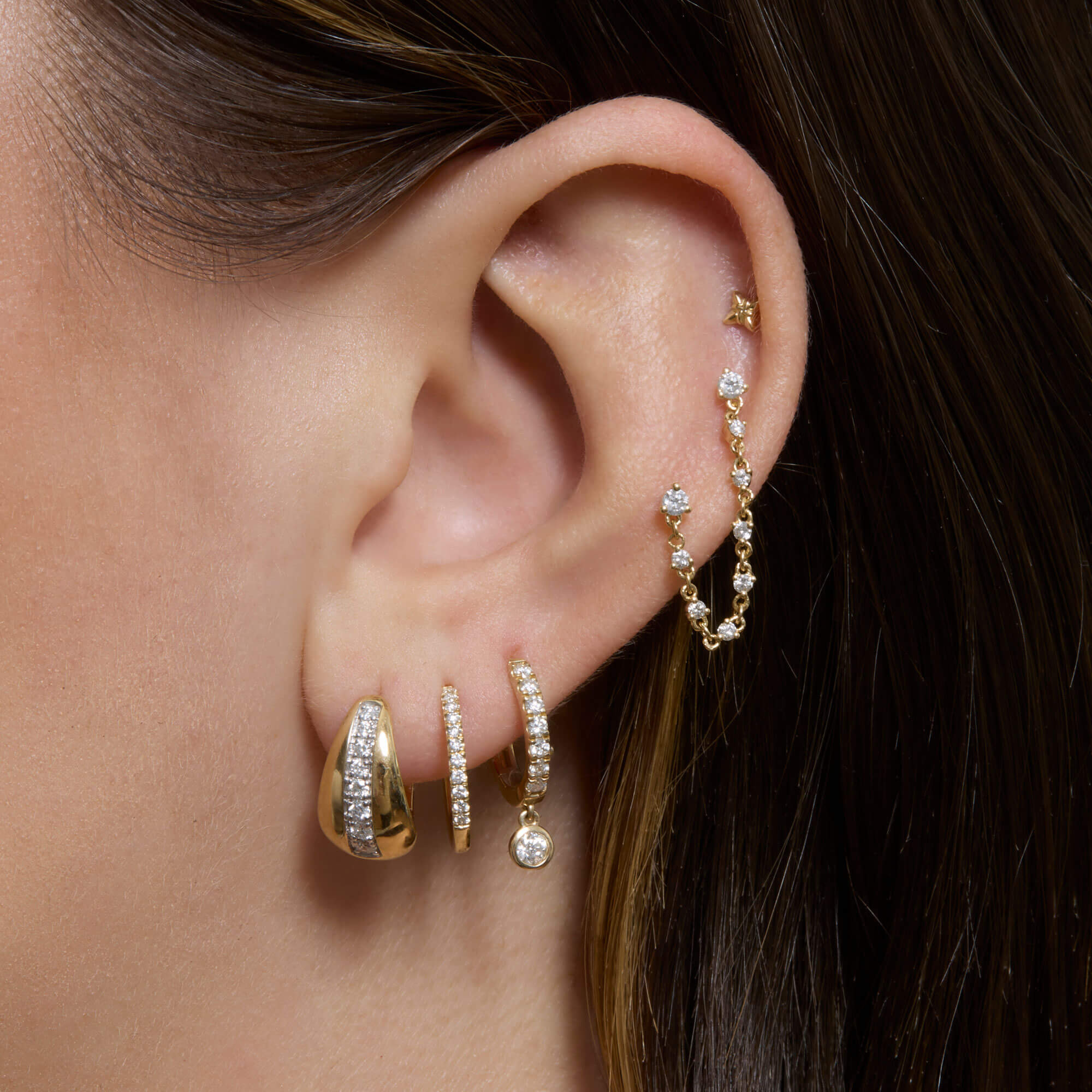 Chain Of Diamonds Double Stud - 5