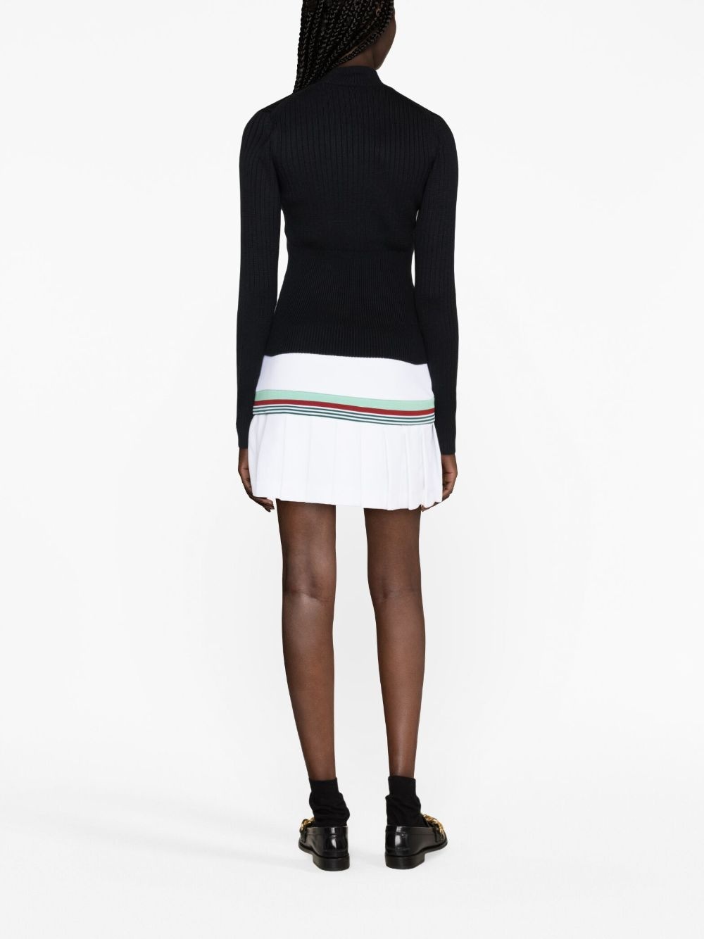 logo-plaque ribbed jumper - 4