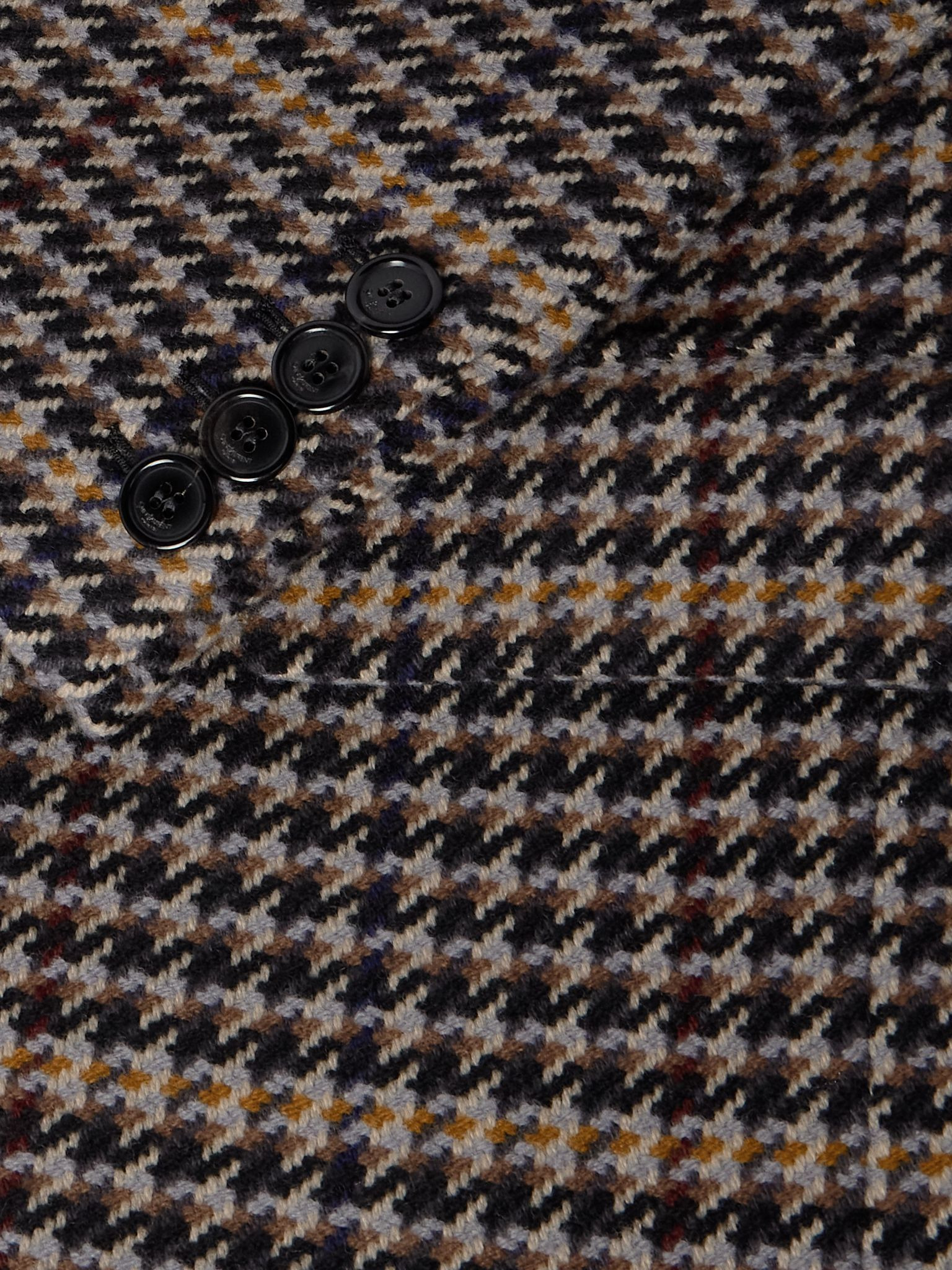 Double-Breasted Houndstooth Wool Coat Black - 6