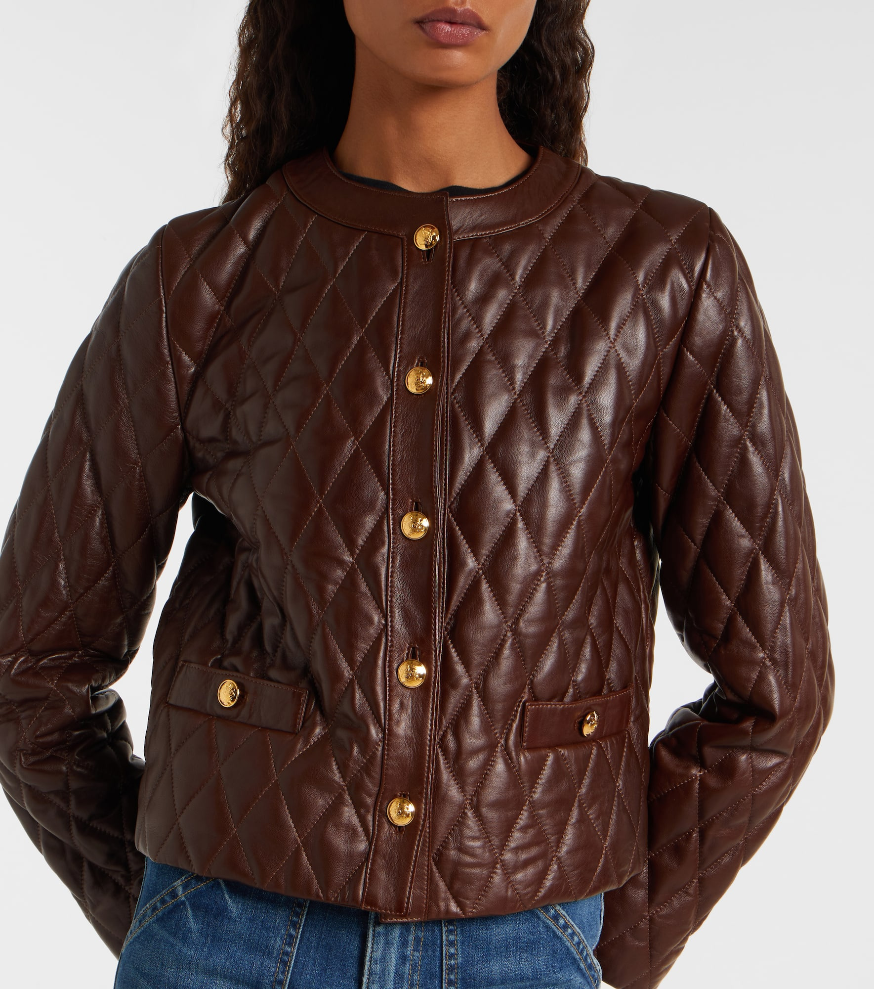 Amy cropped quilted leather jacket - 4