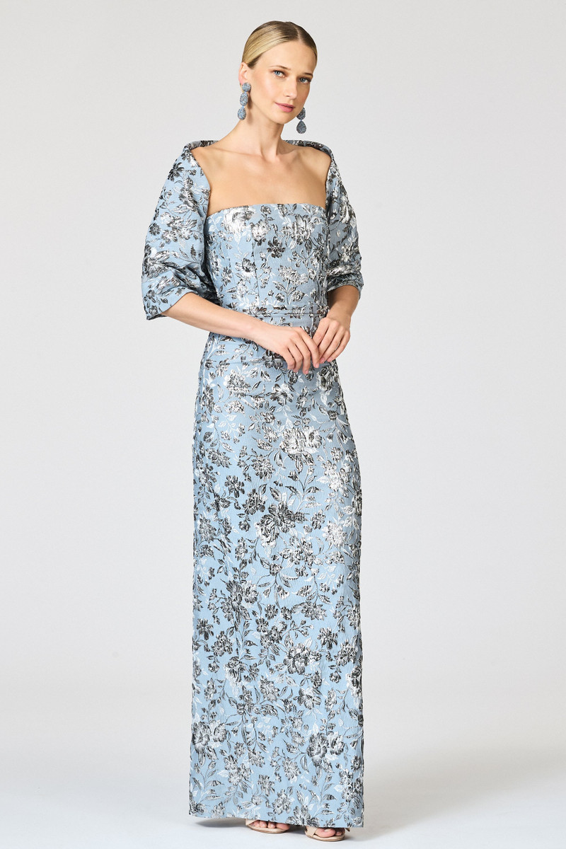 METALLIC CLOQUE HUG SHAWL - PEWTER GARDENS 1