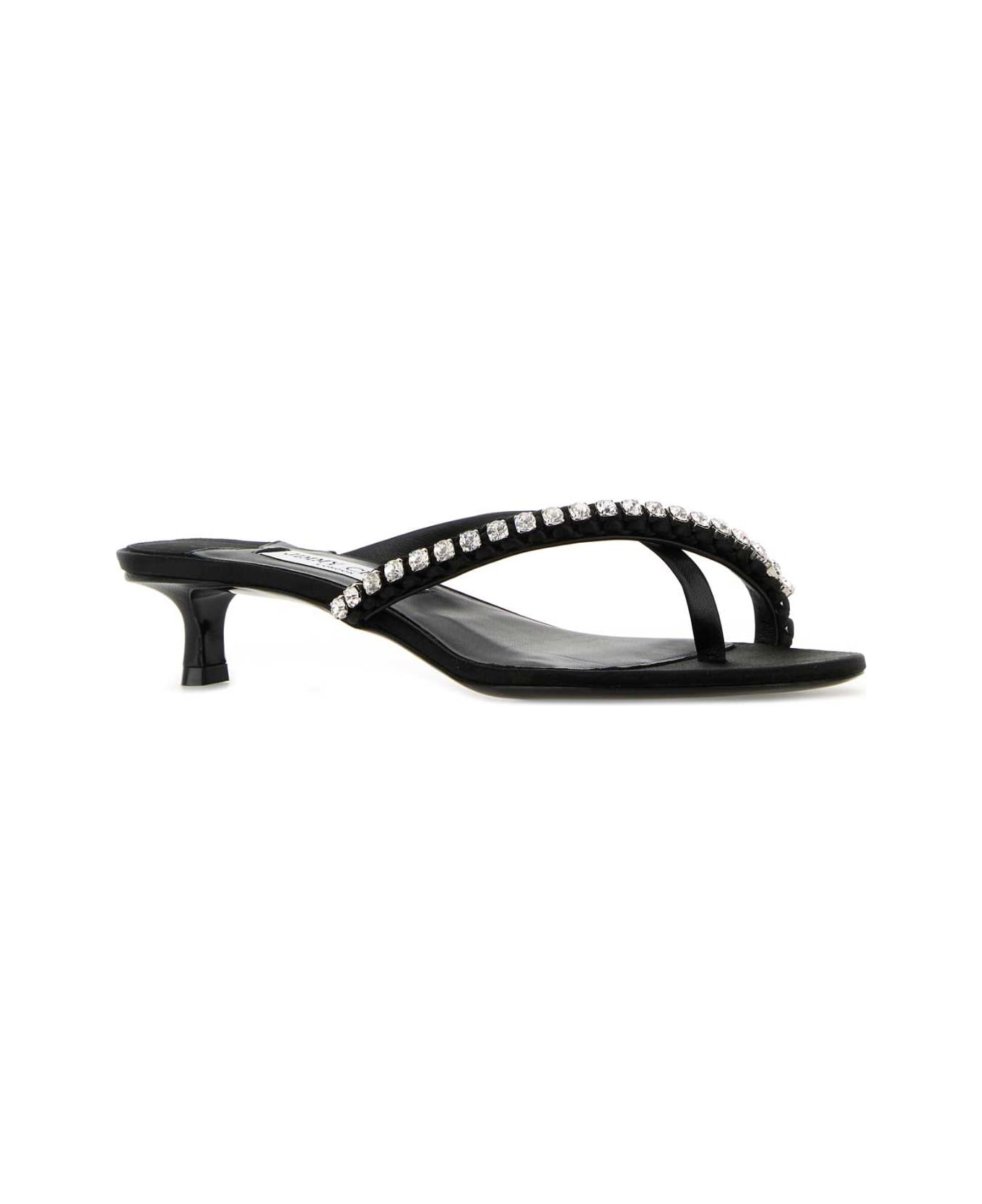 Black Nappa Leather And Satin Dila 35 Mules - 2