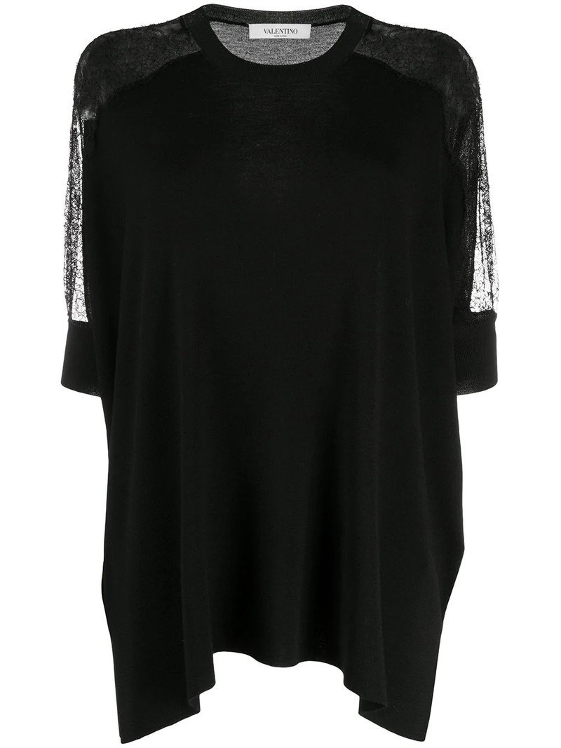 lace panel detail knitted top 1