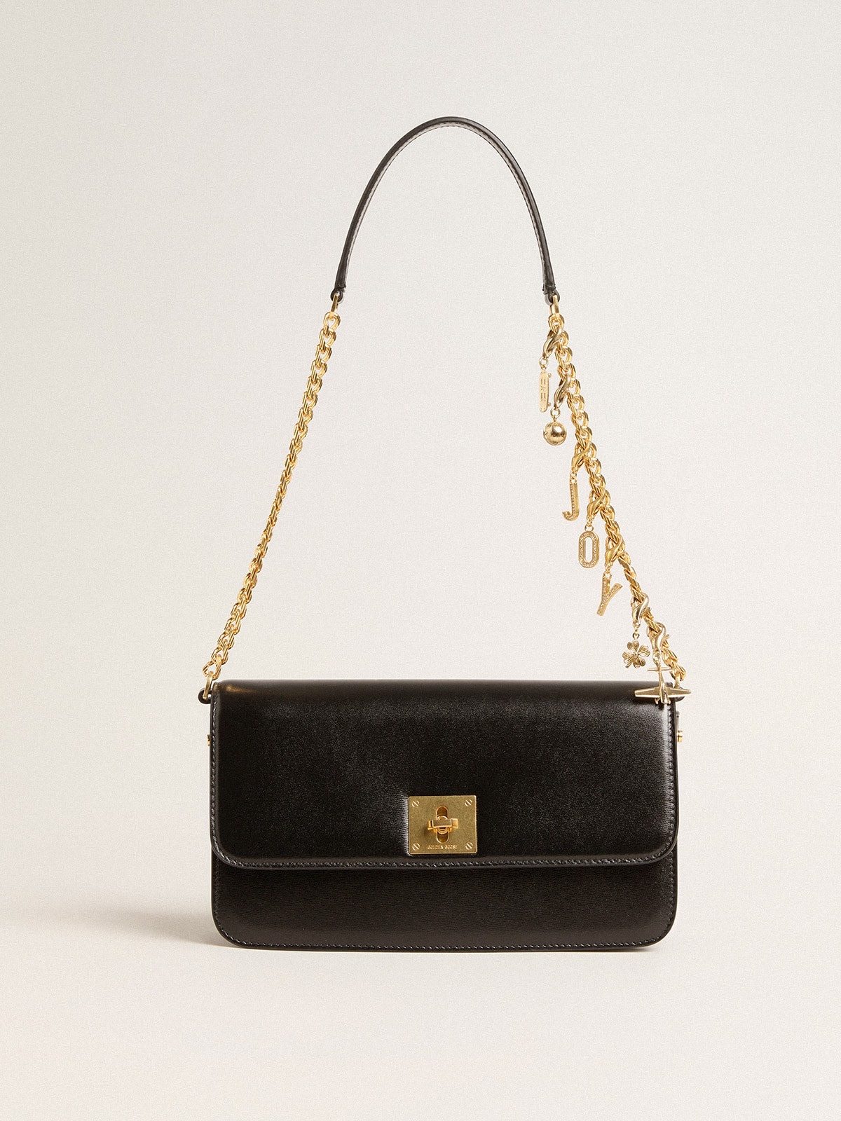 Gioia Bag in black boarded leather with gold details - 5