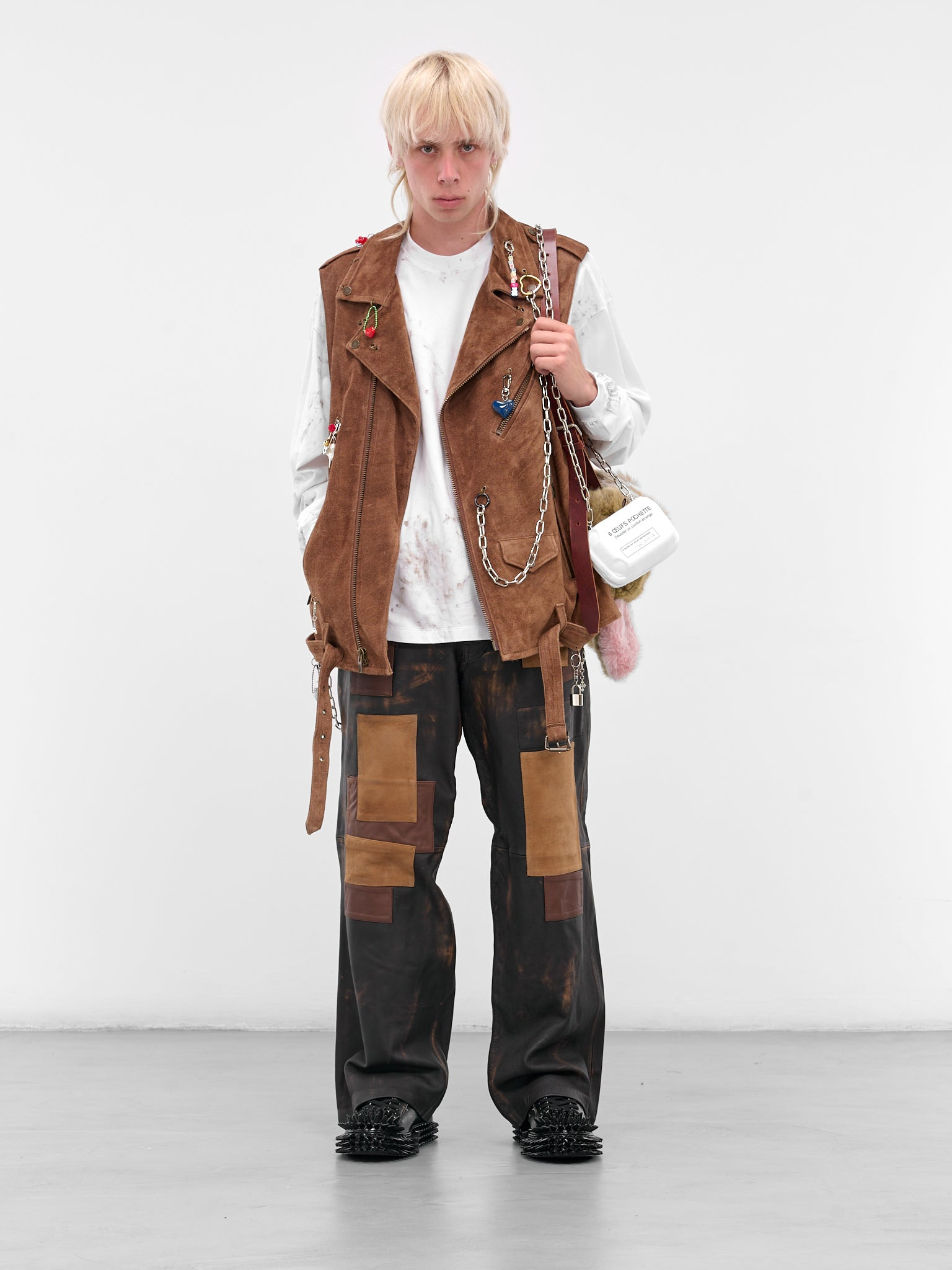 Brown Suede Charmed Biker Vest - 6