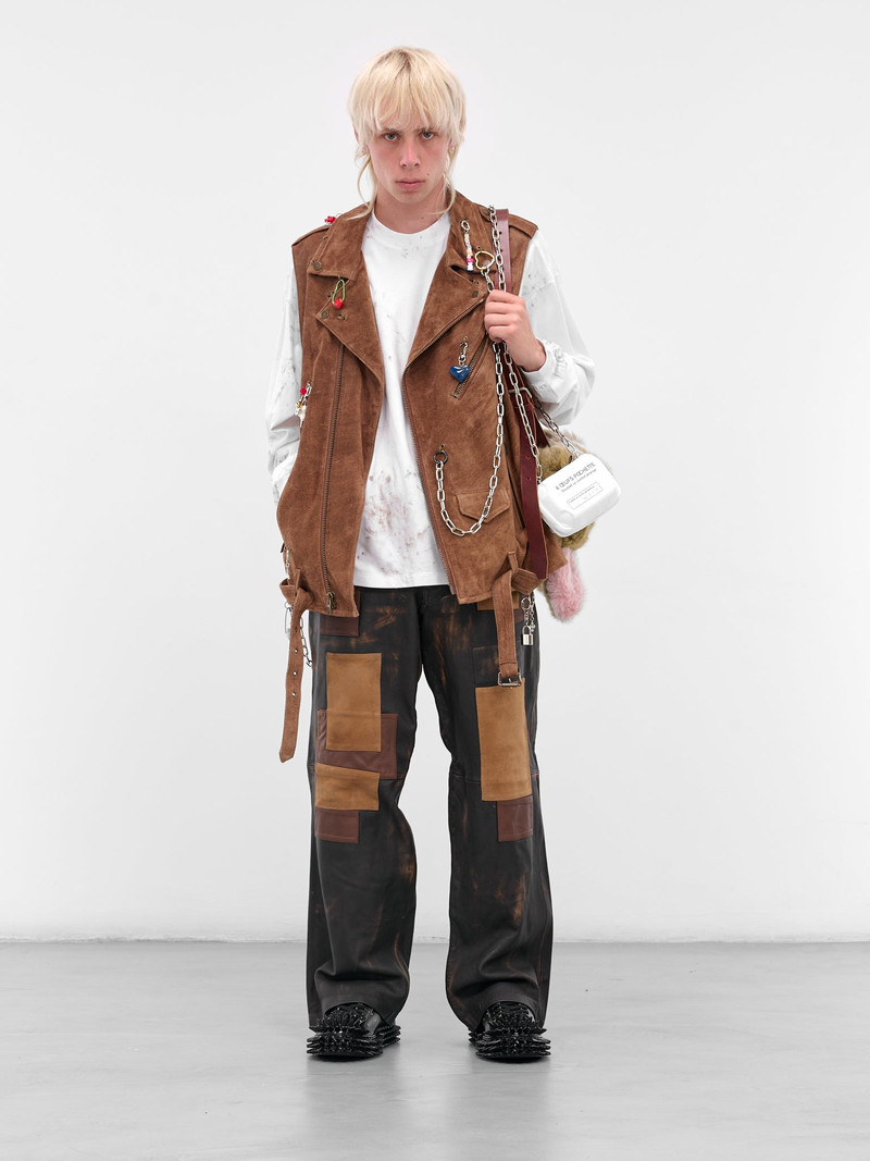 doublet Brown Suede Charmed Biker Vest outlook