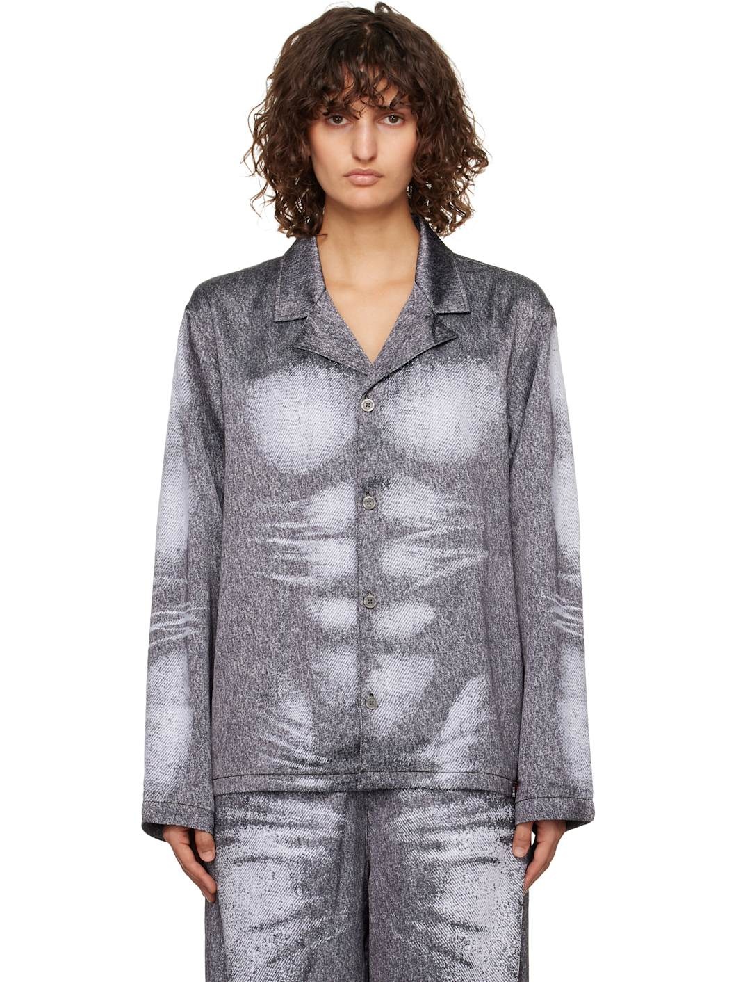 Black Savage X Fenty Edition Stains & Trompe Pyjama Top - 1