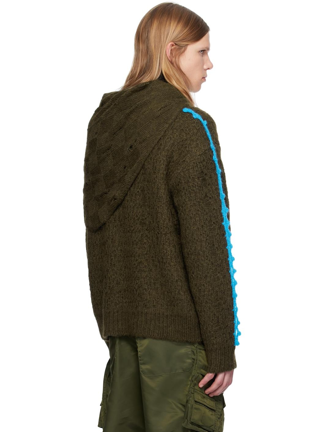 Khaki Arelin Shawl Layered Sweater - 3