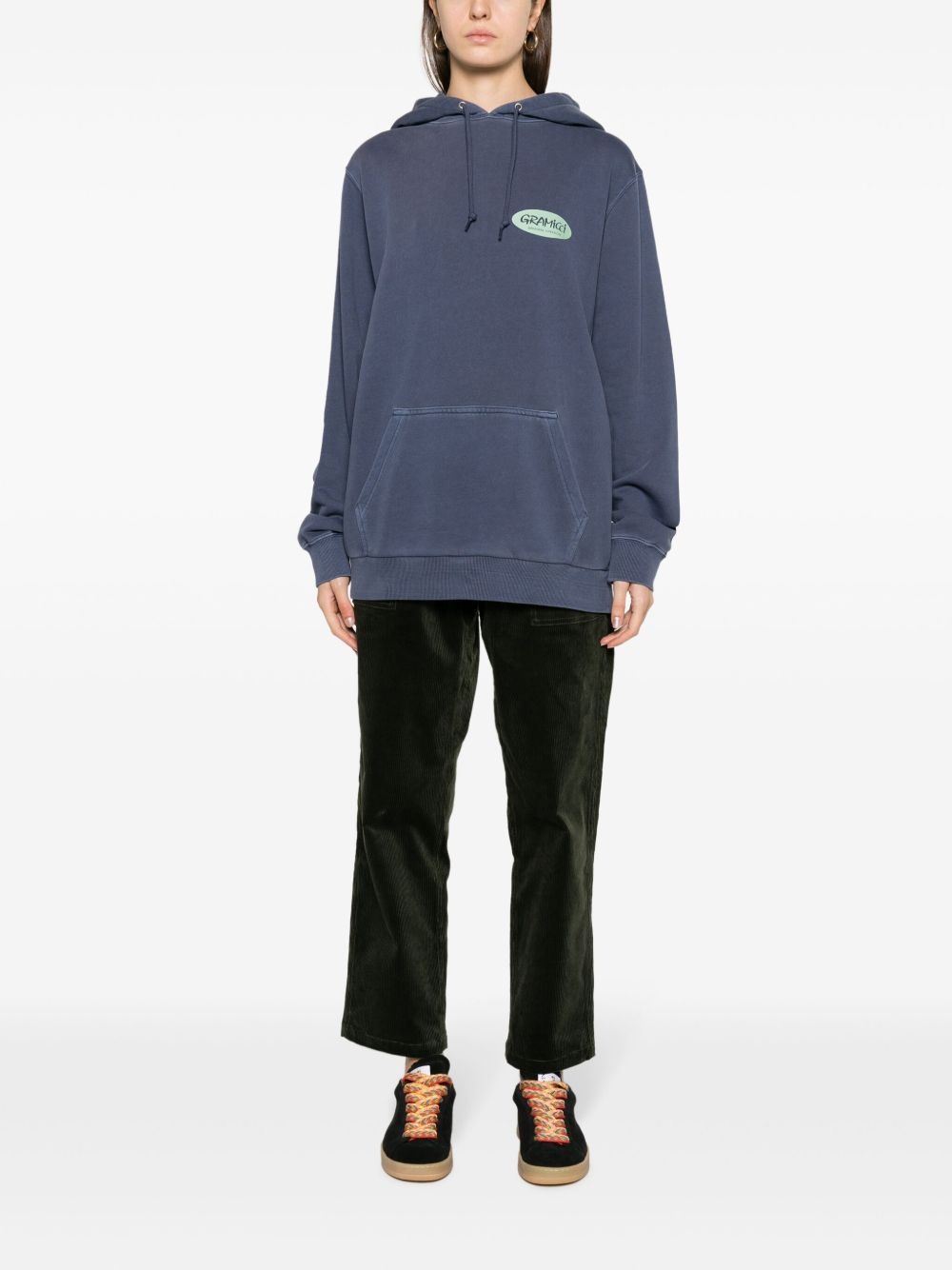 logo-print cotton hoodie - 2