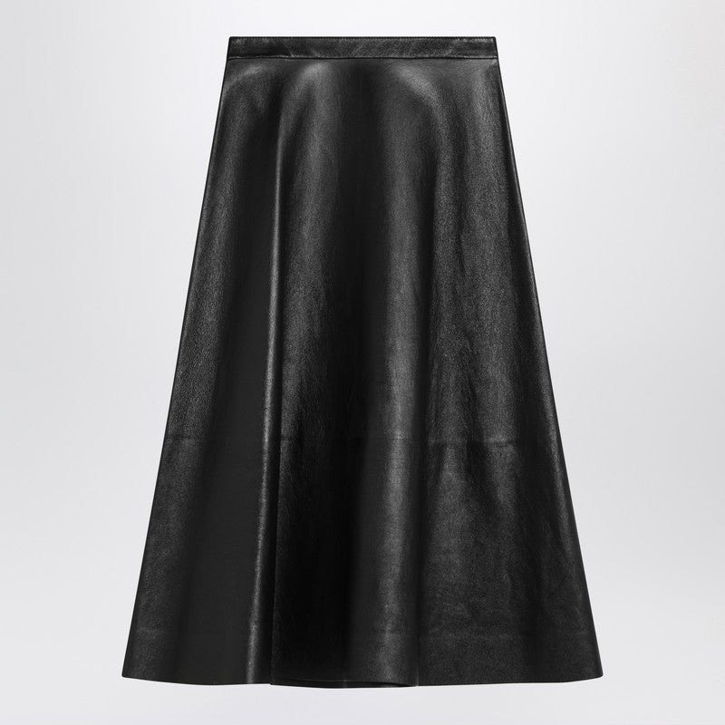 Balenciaga Black Leather Flared Skirt Women - 1