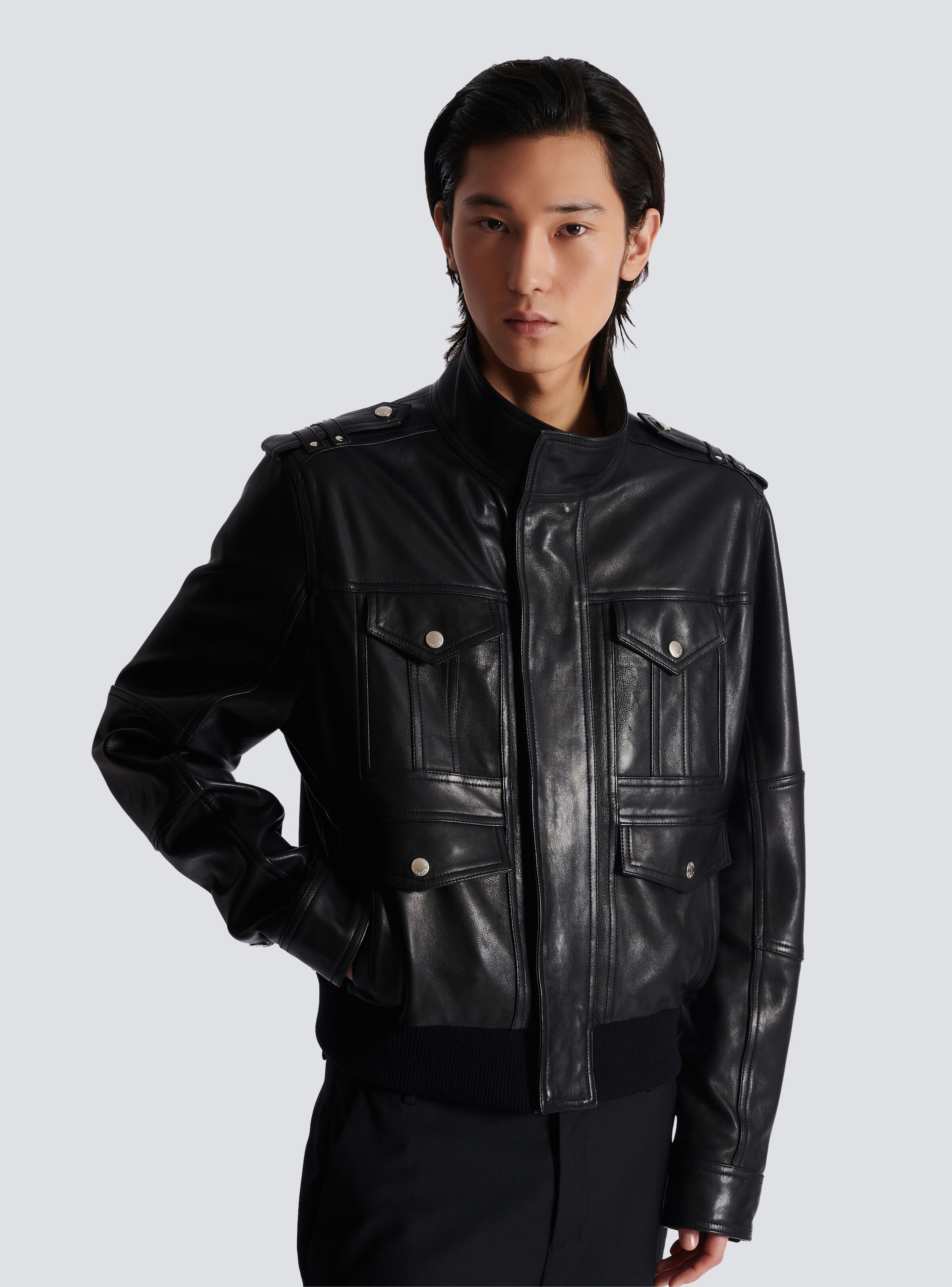 Lambskin leather jacket with 4 pockets - 6