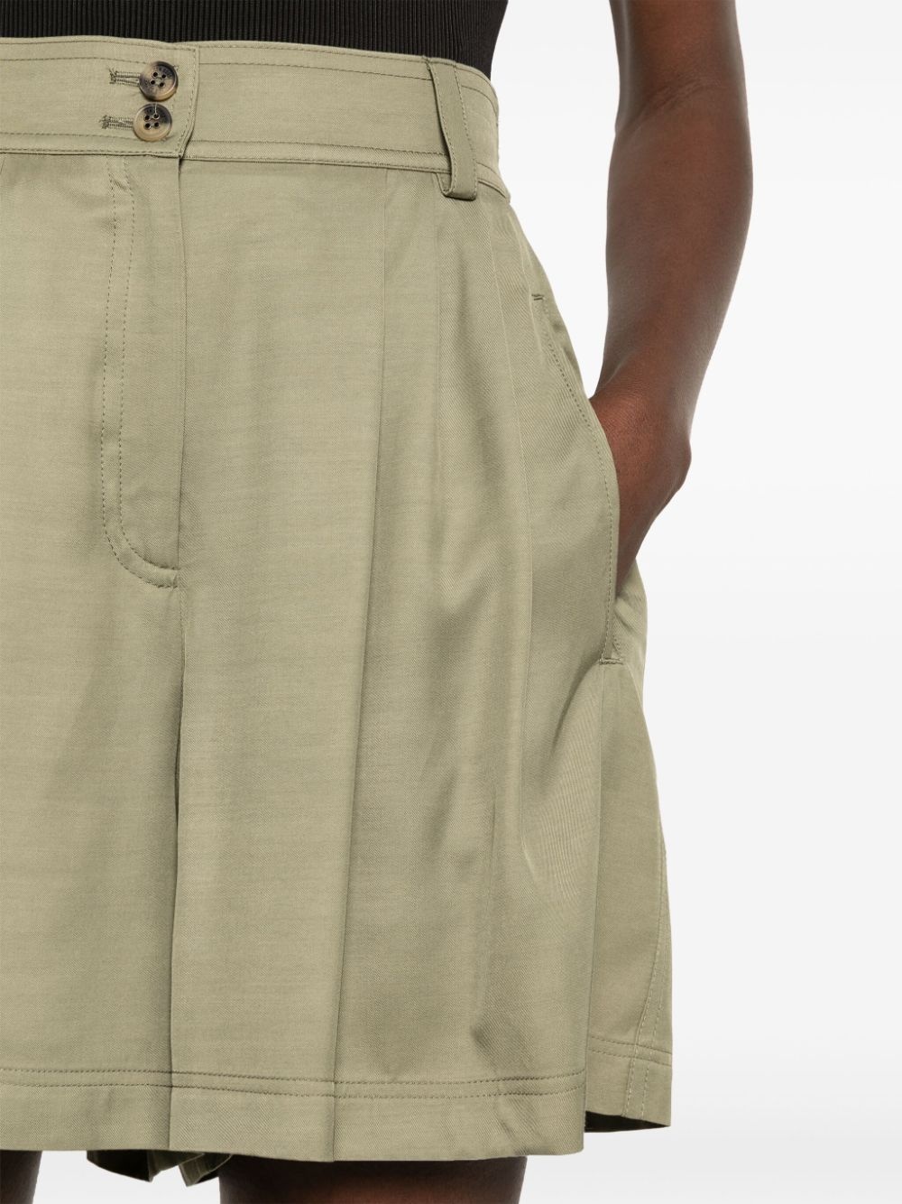 pleated twill shorts - 5