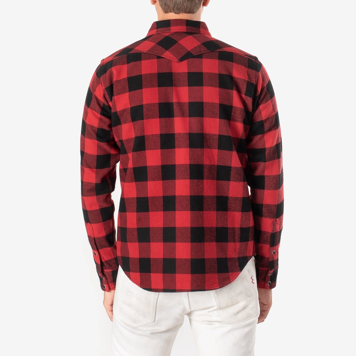 IHSH-232-RED Ultra Heavy Flannel Buffalo Check Western Shirt - Red/Black - 3